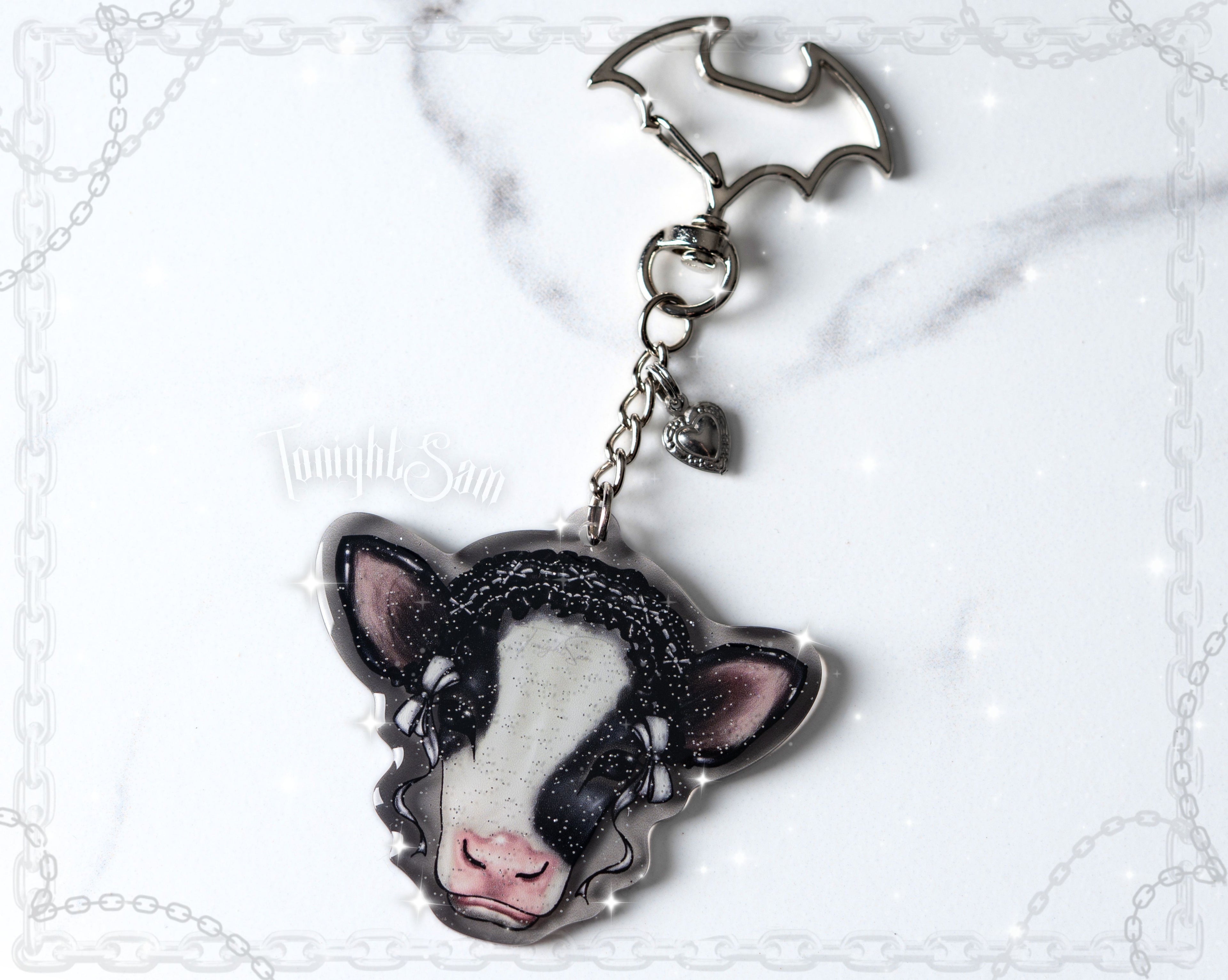 Gothic Lolita Cow Acrylic Keychain