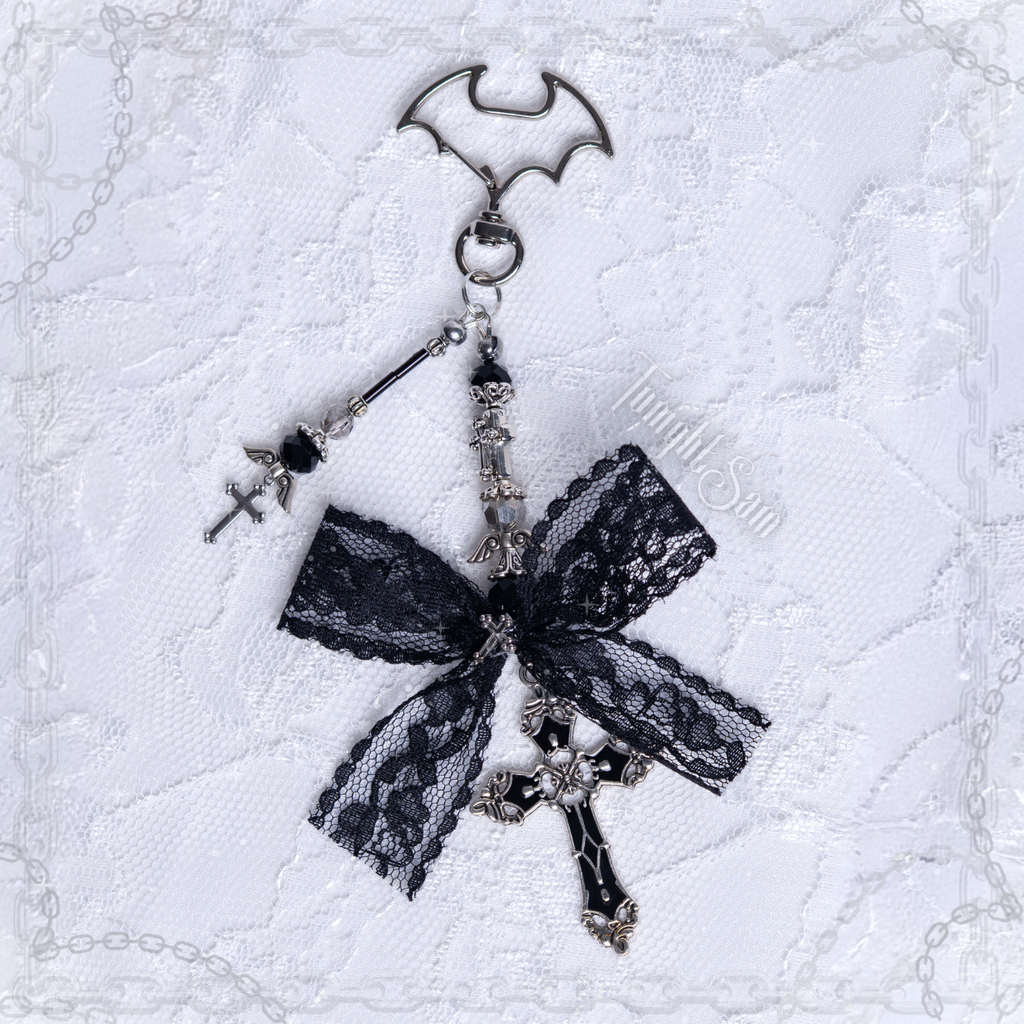 Gothic Black Cross Bag Charm