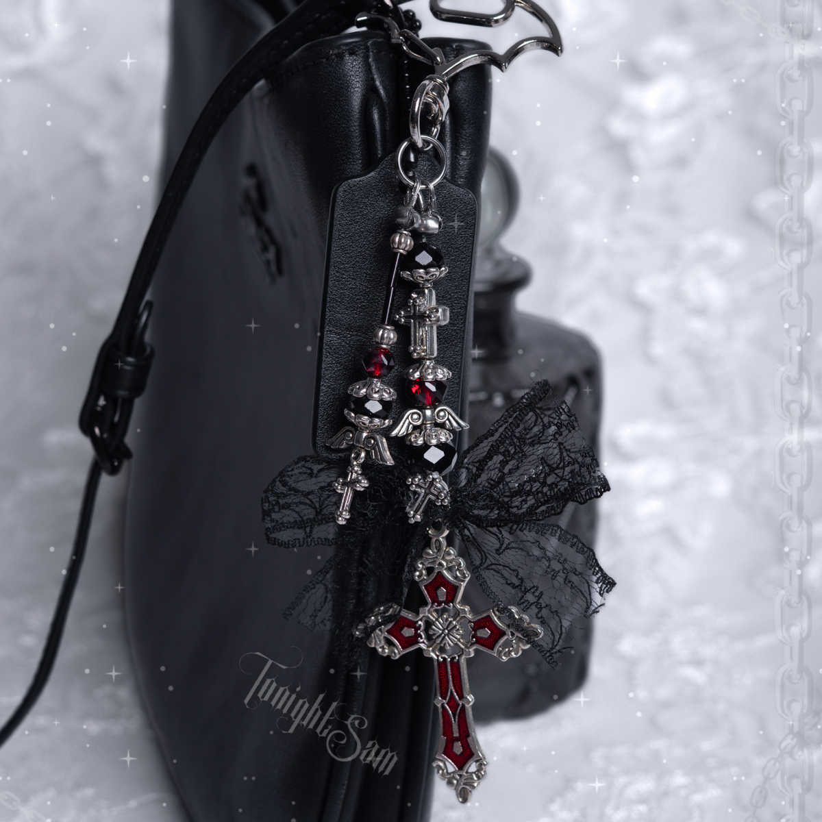 Gothic Red Cross Bag Charm