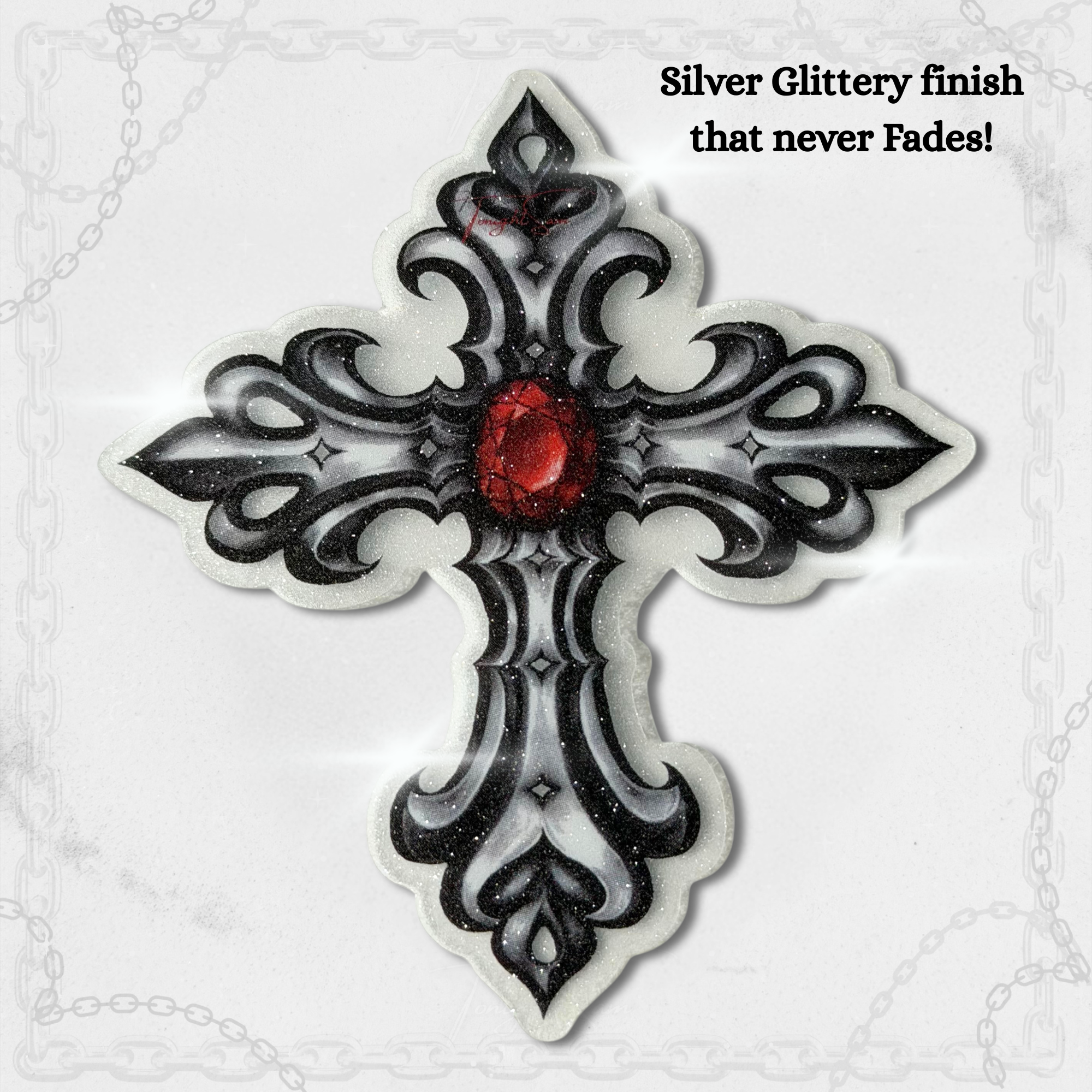 Gothic Cross Vinyl Waterproof Sticker