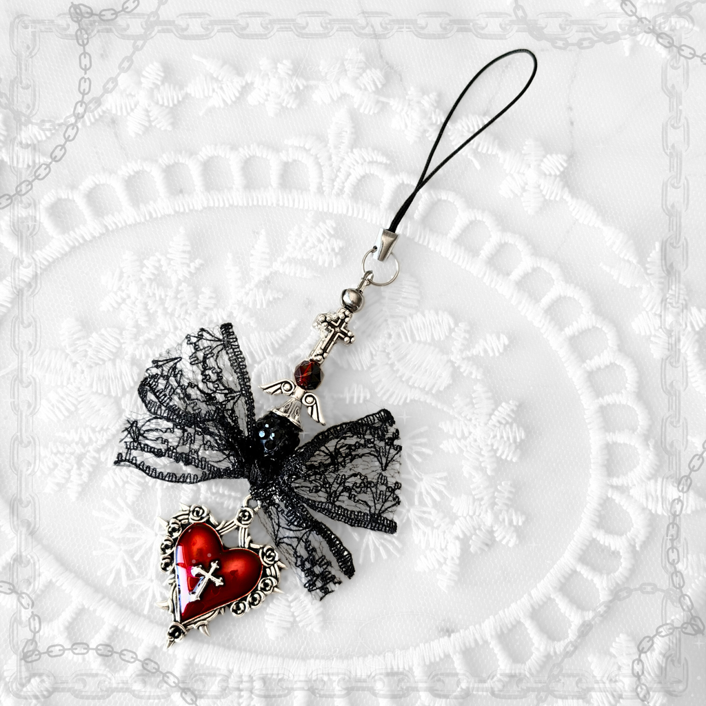 Gothic Red & Black Phone Charm