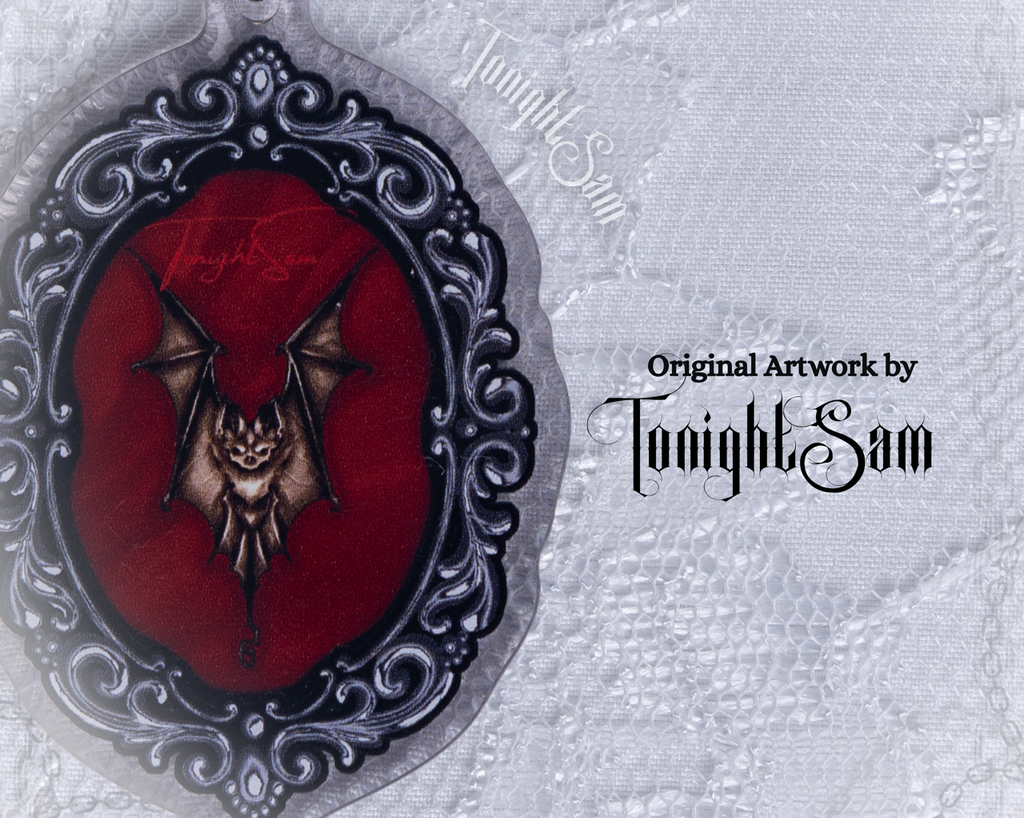 Gothic Bat in Ornate Frame Acrylic Keychain