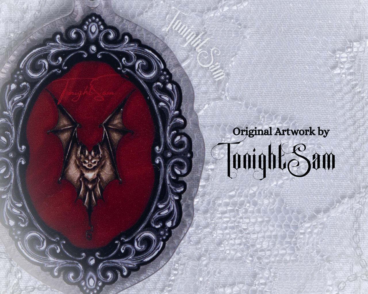 Gothic Bat in Ornate Frame Acrylic Keychain