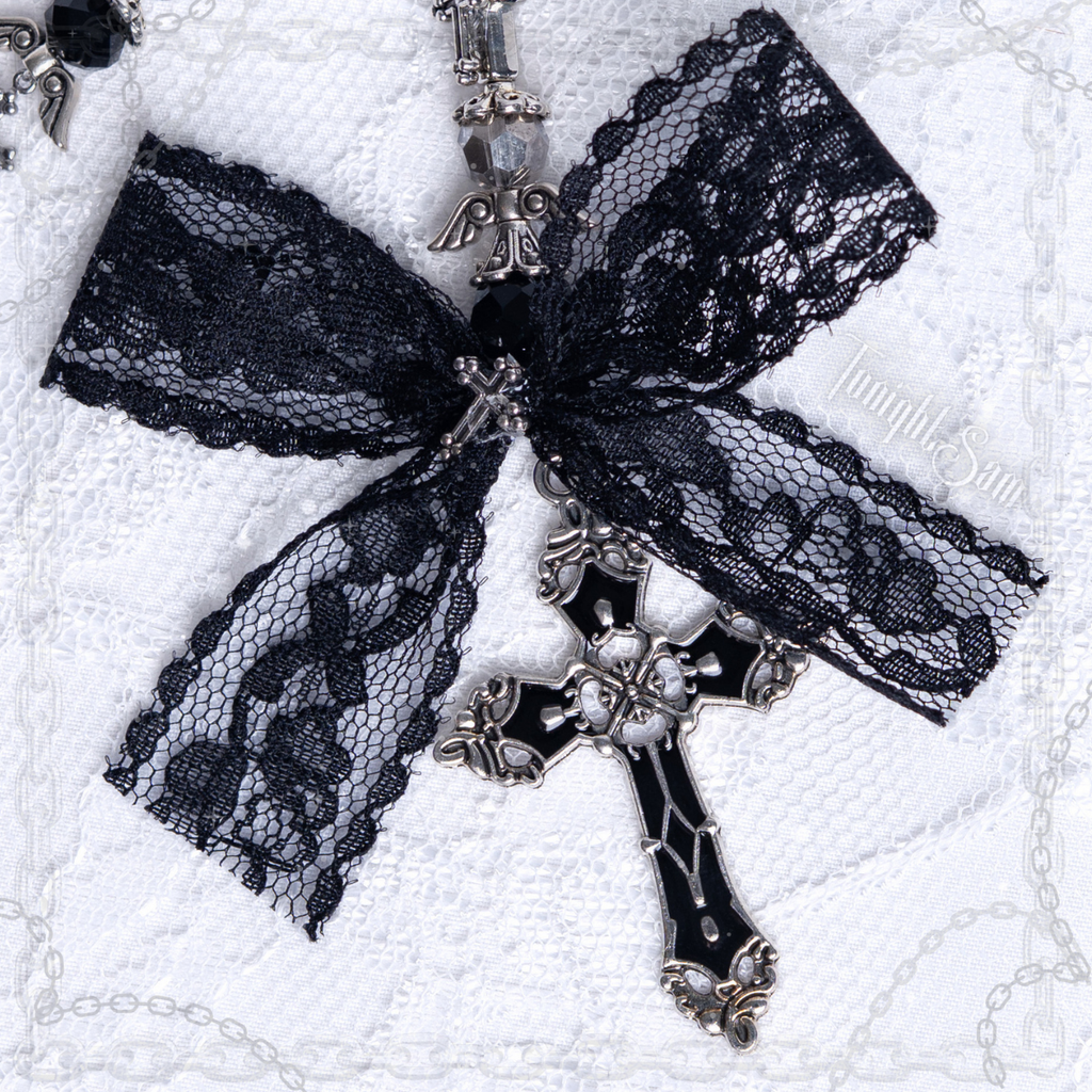 Gothic Black Cross Bag Charm