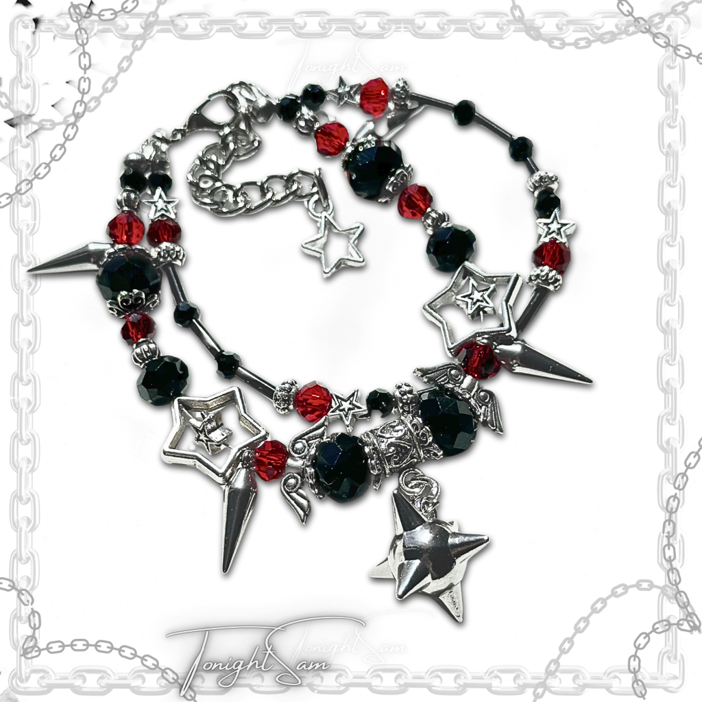 Gothic Red & Black Vampire Spiked Bracelet
