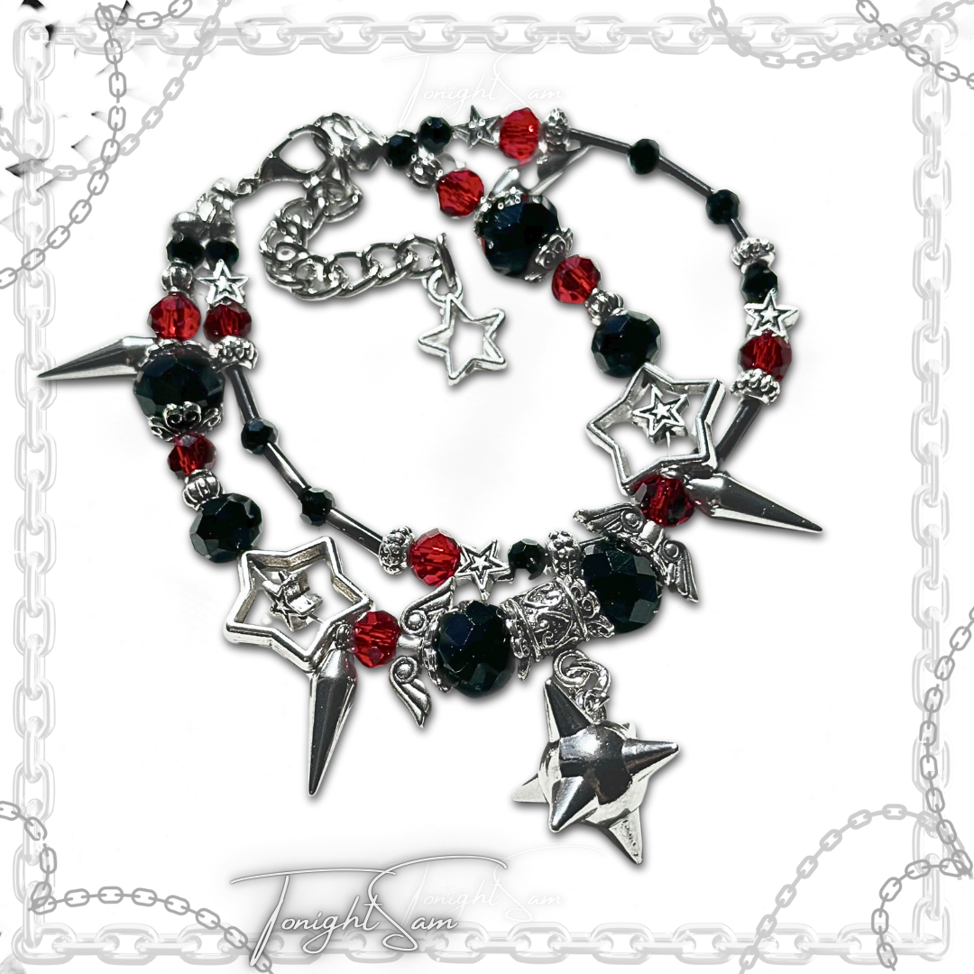 Gothic Red & Black Vampire Spiked Bracelet