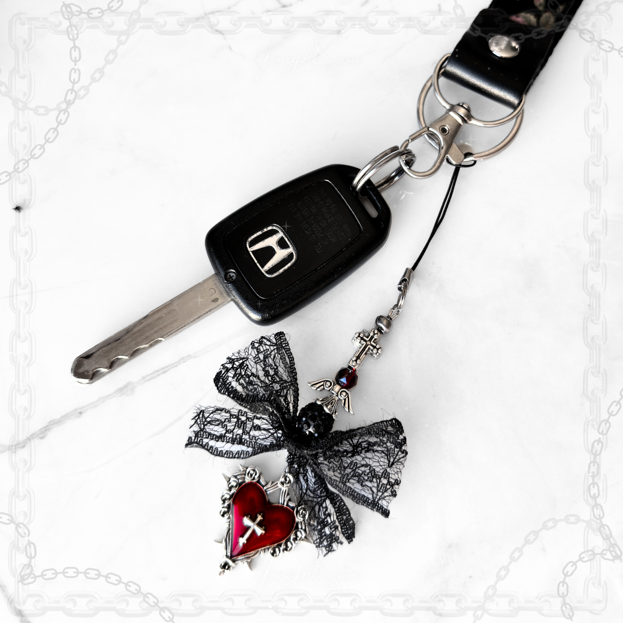 Gothic Red & Black Phone Charm