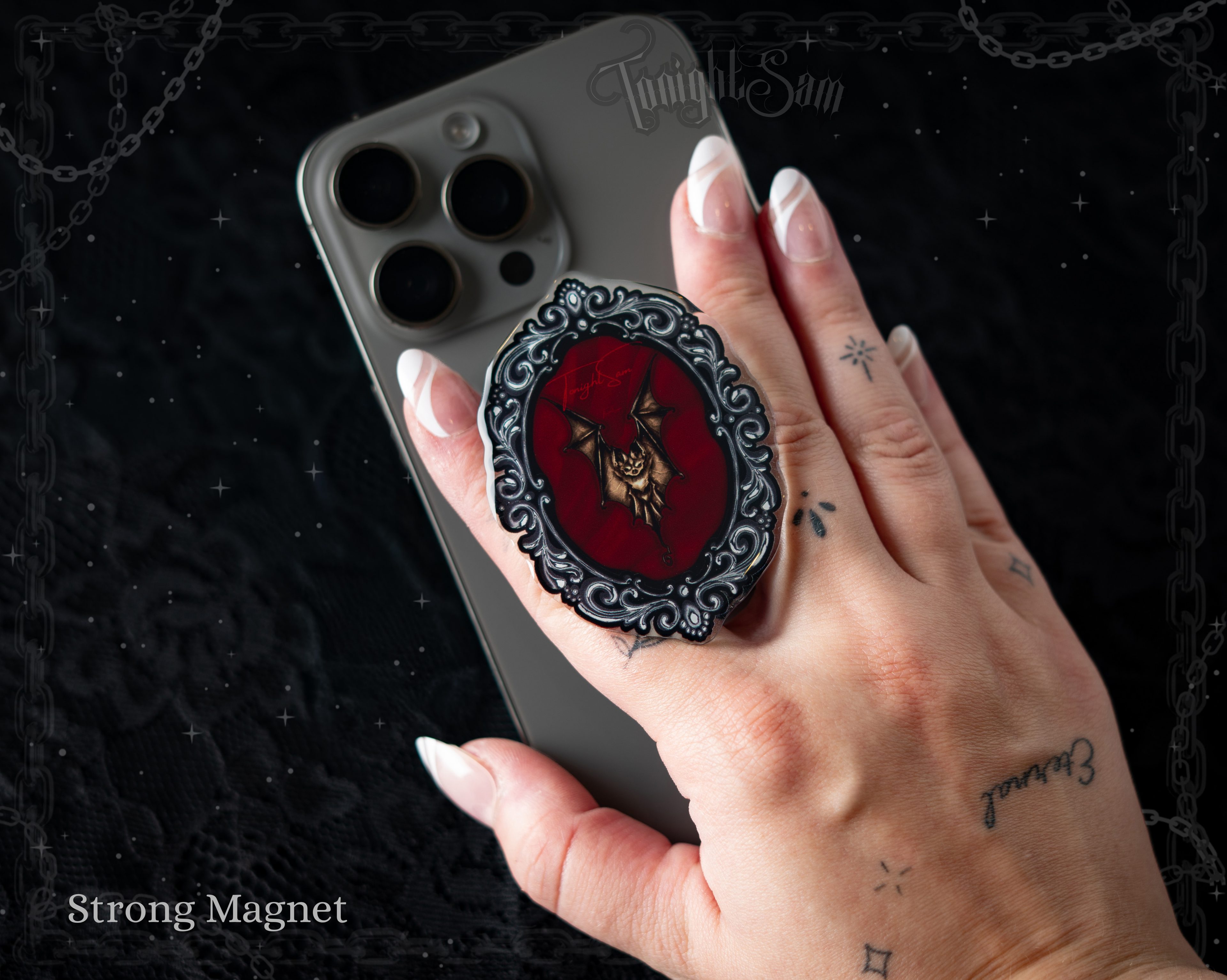 Gothic Bat Magnetic Phone Grip Stand