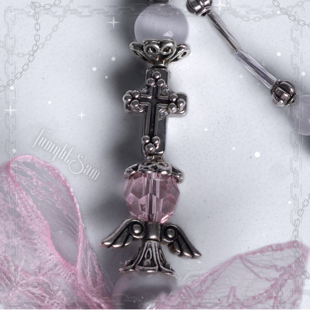 Pastel Gothic Pink Cross Bag Charm
