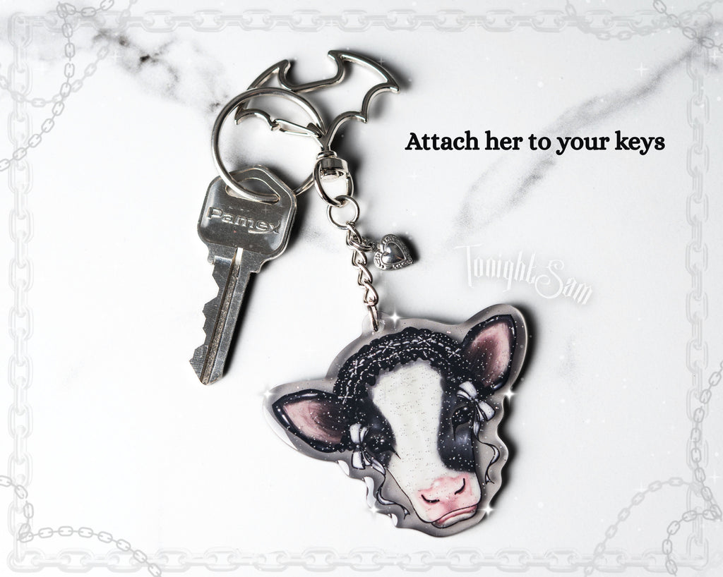 Gothic Lolita Cow Acrylic Keychain