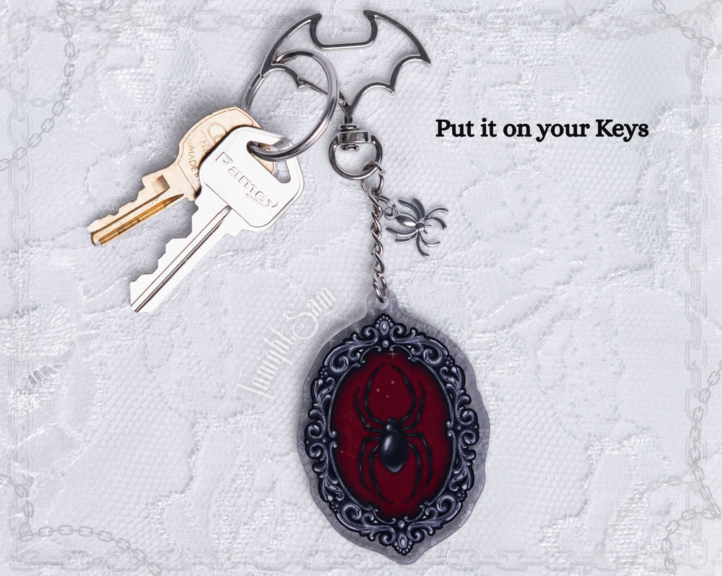 Gothic Spider in Ornate Frame Acrylic Keychain