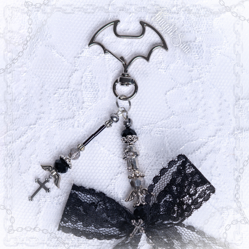 Gothic Black Cross Bag Charm