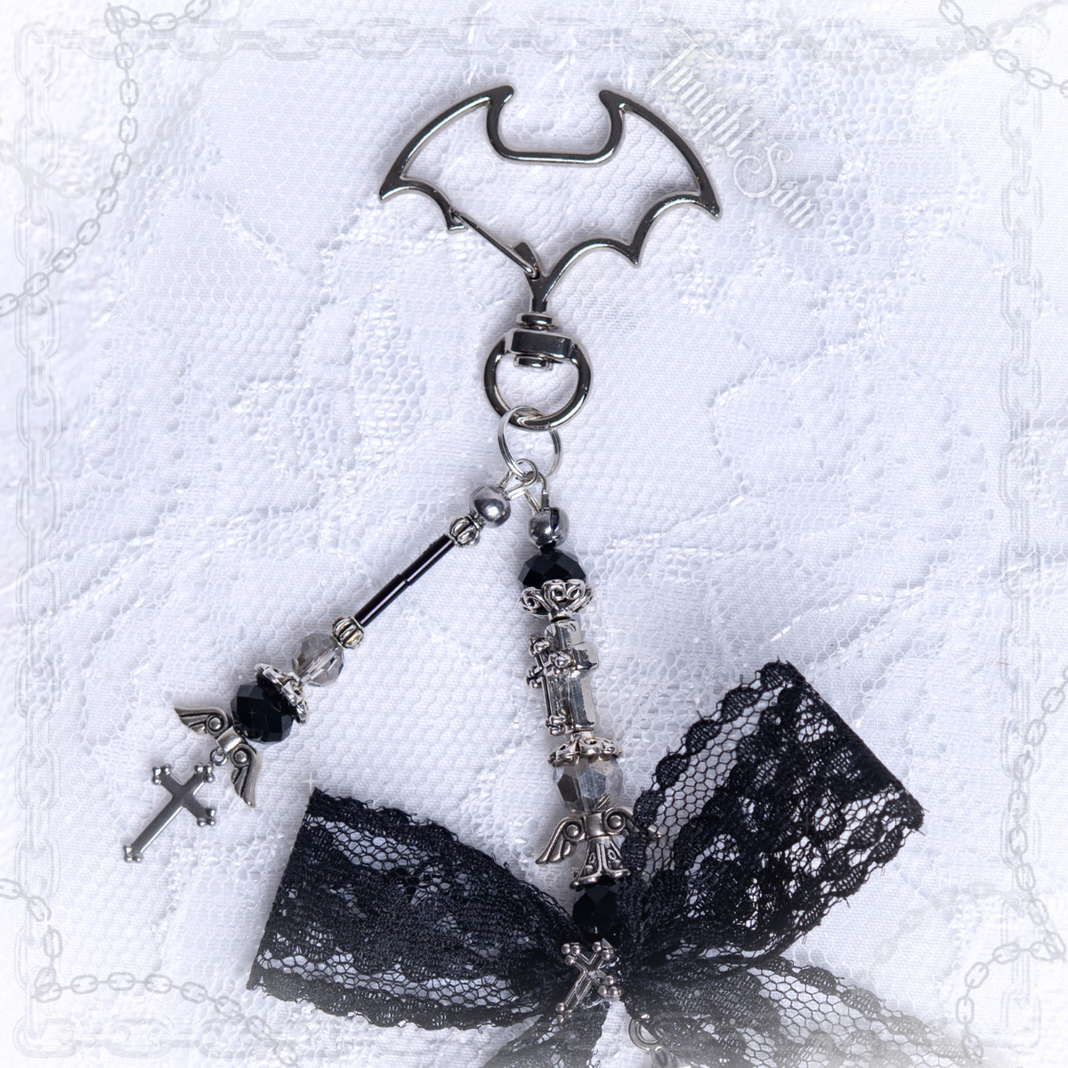 Gothic Black Cross Bag Charm