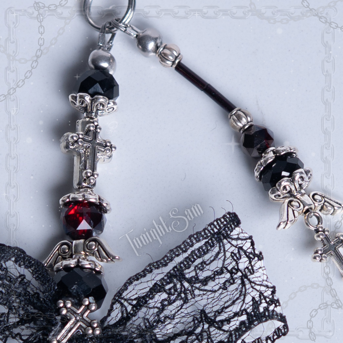 Gothic Red Cross Bag Charm