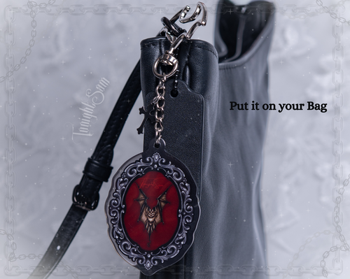 Gothic Bat in Ornate Frame Acrylic Keychain