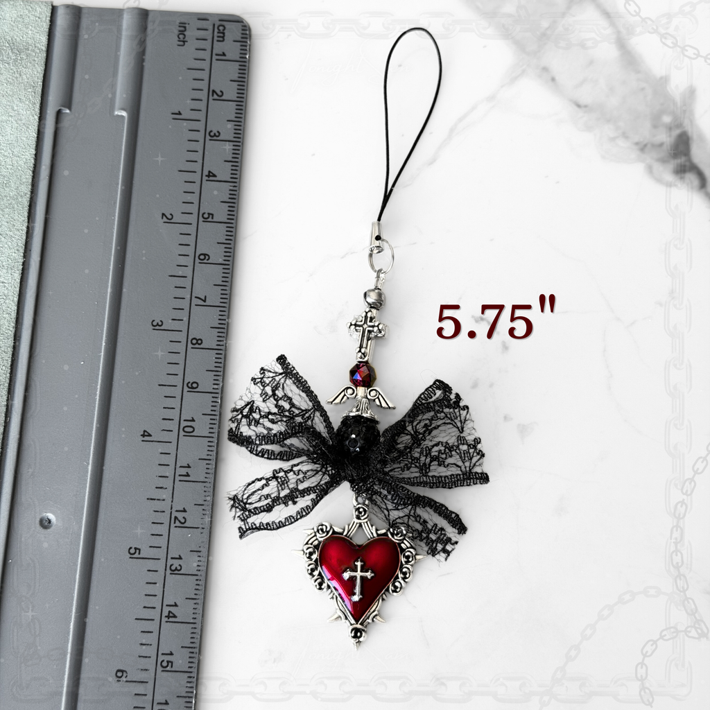 Gothic Red & Black Phone Charm