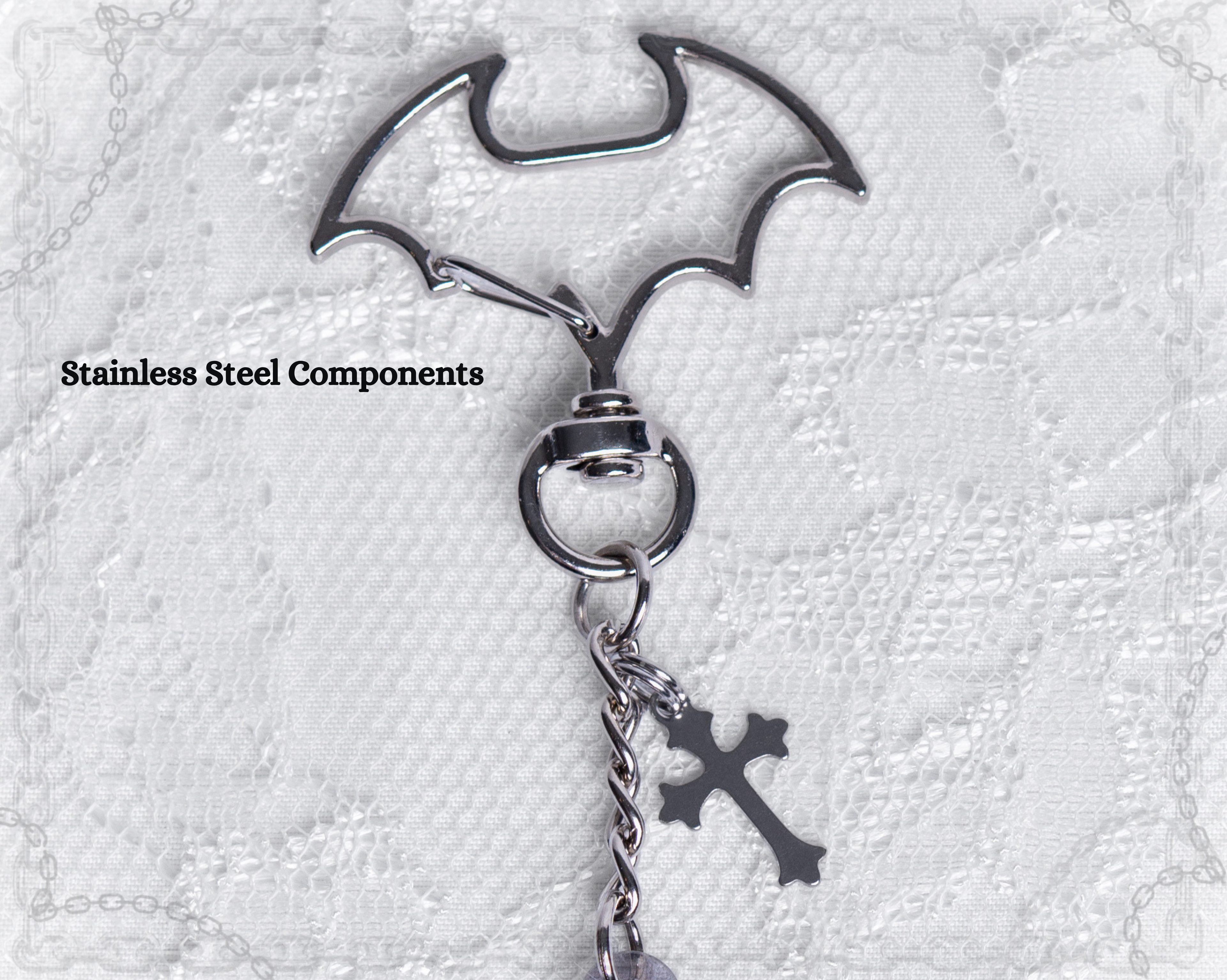Gothic Bat in Ornate Frame Acrylic Keychain