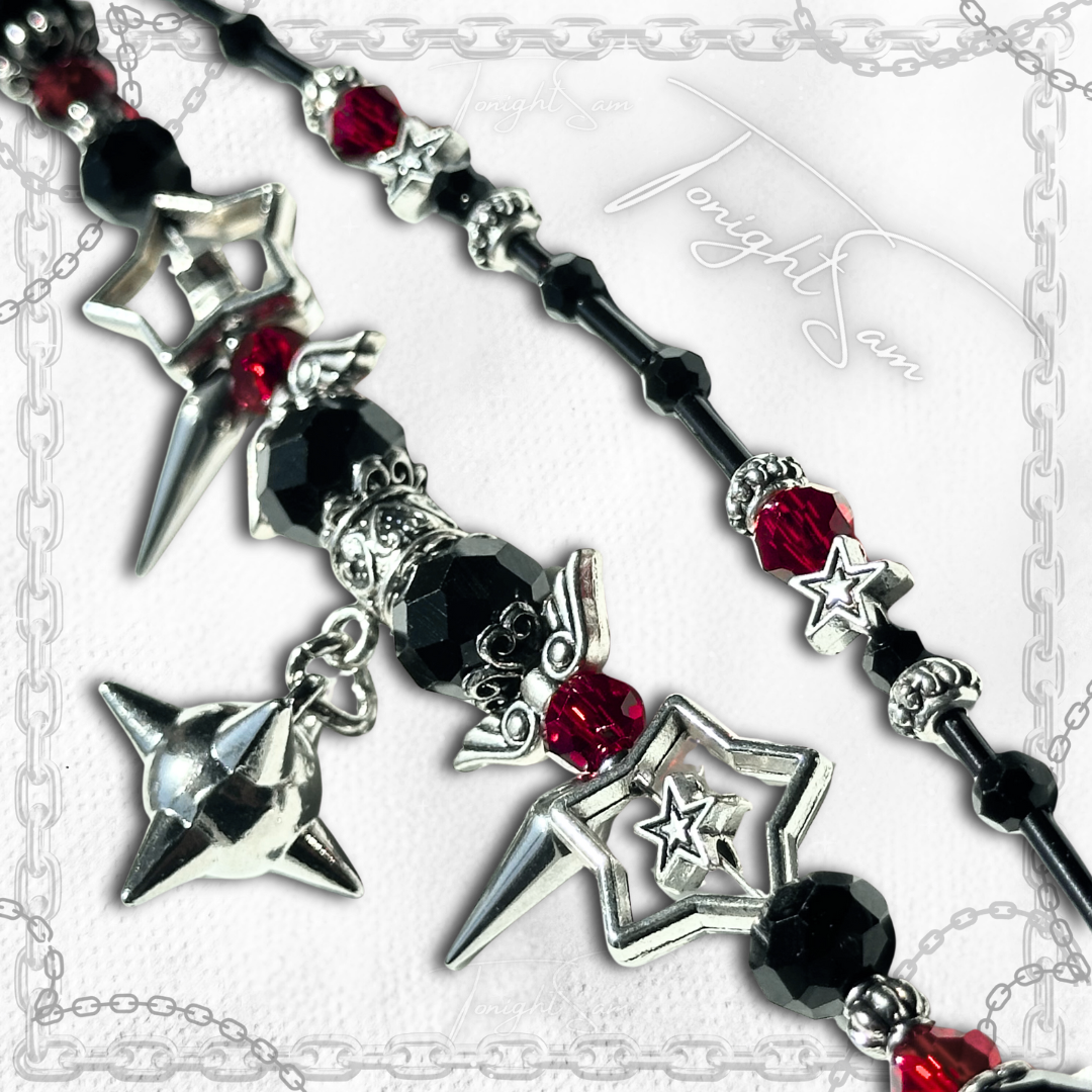 Gothic Red & Black Vampire Spiked Bracelet