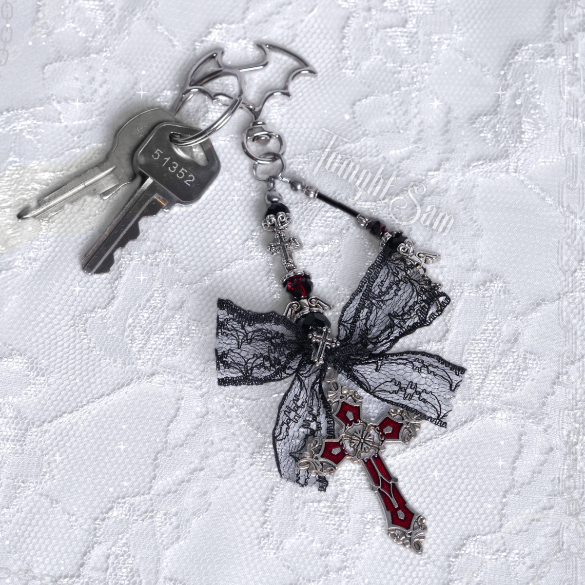 Gothic Red Cross Bag Charm