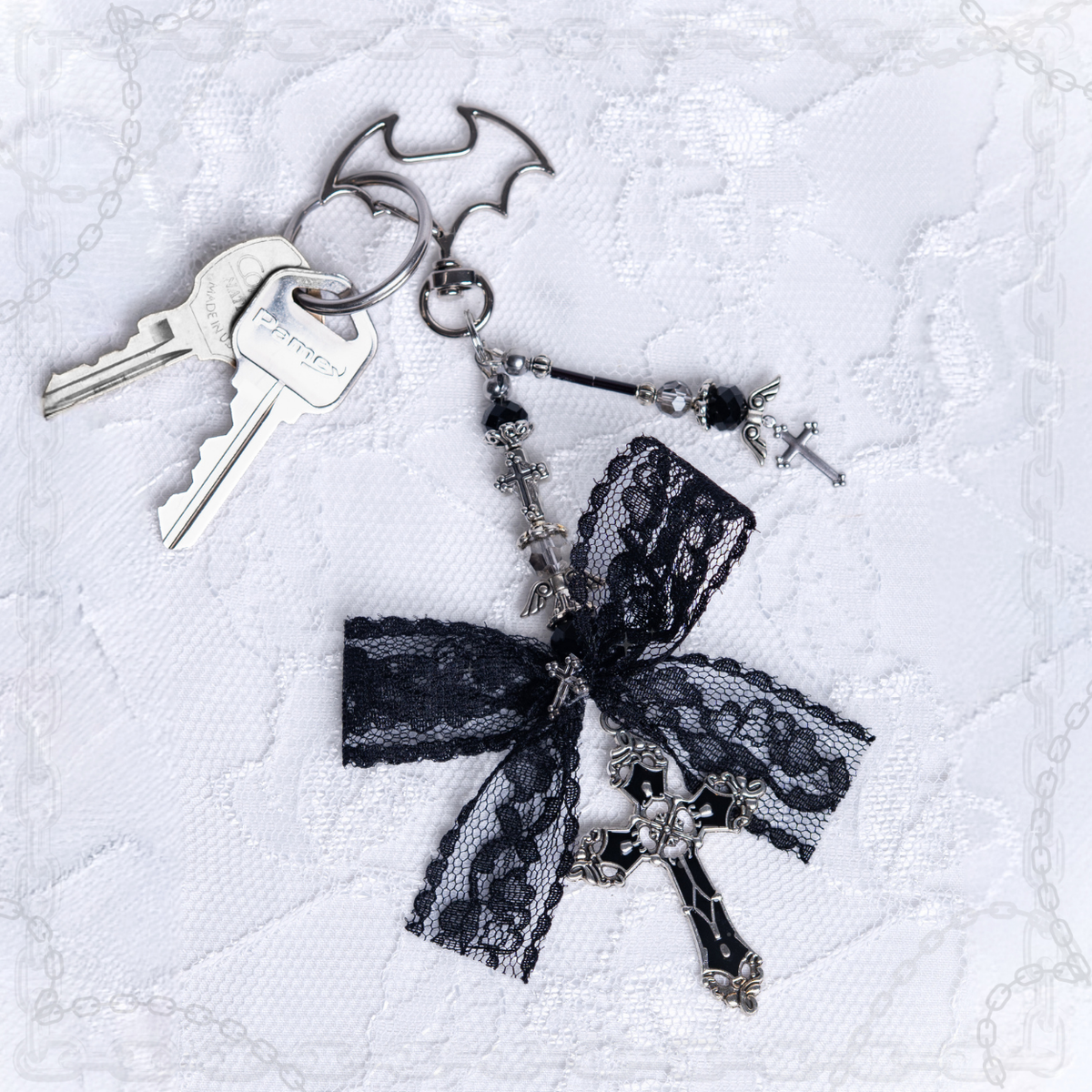 Gothic Black Cross Bag Charm