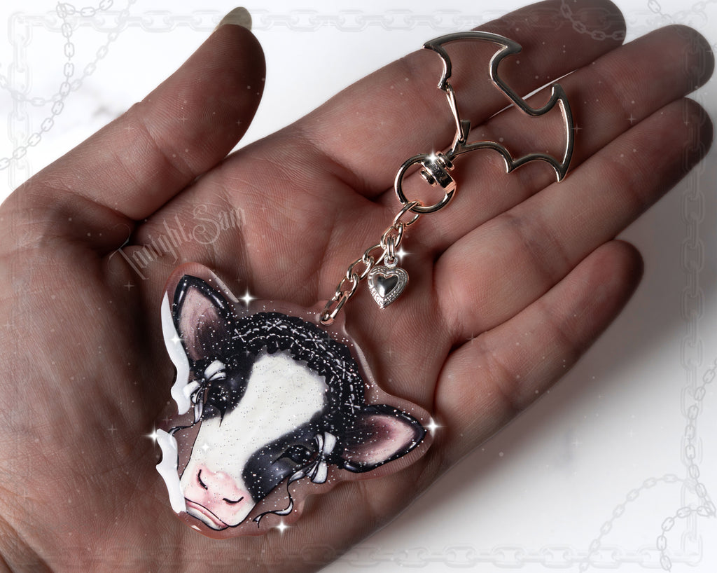 Gothic Lolita Cow Acrylic Keychain