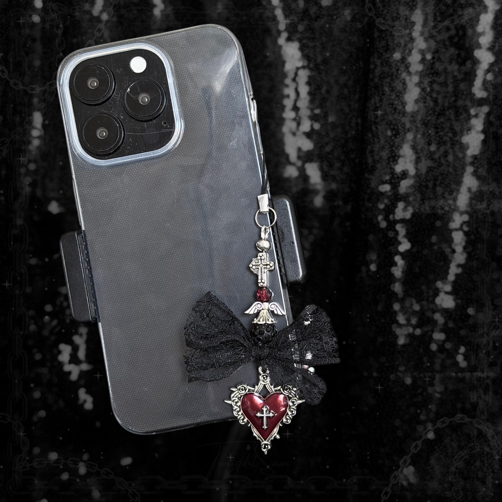 Gothic Red & Black Phone Charm