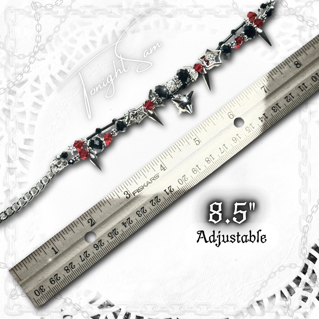 Gothic Red & Black Vampire Spiked Bracelet