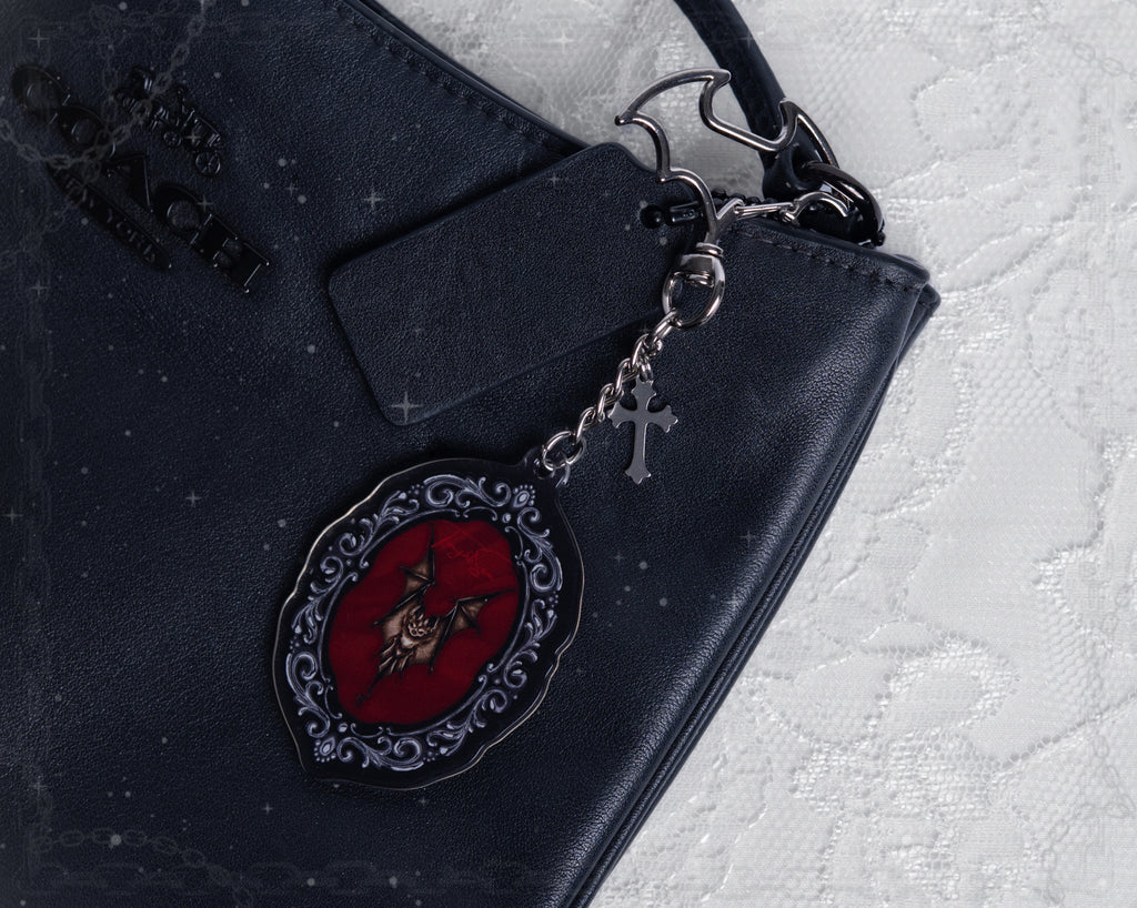 Gothic Bat in Ornate Frame Acrylic Keychain