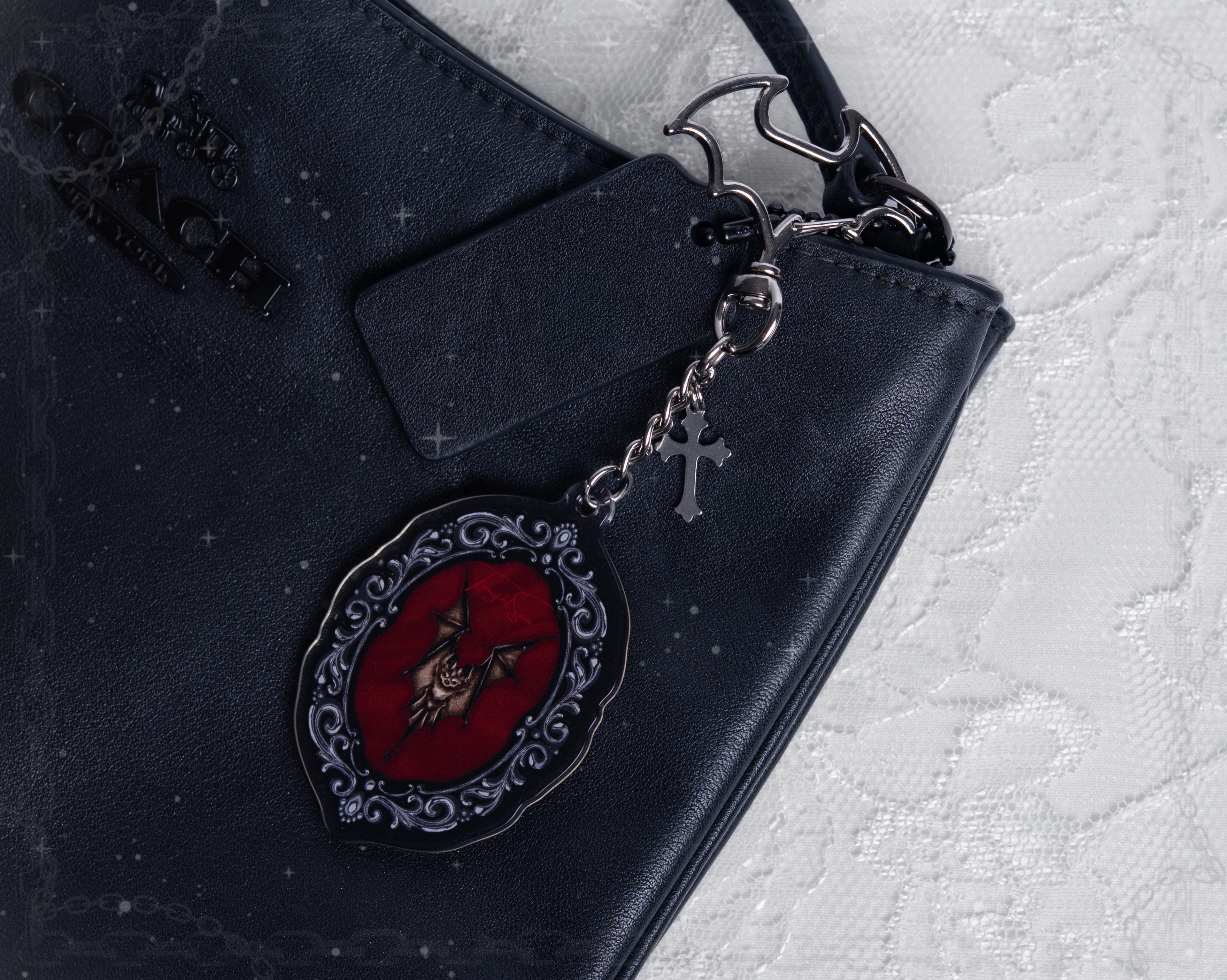 Gothic Bat in Ornate Frame Acrylic Keychain