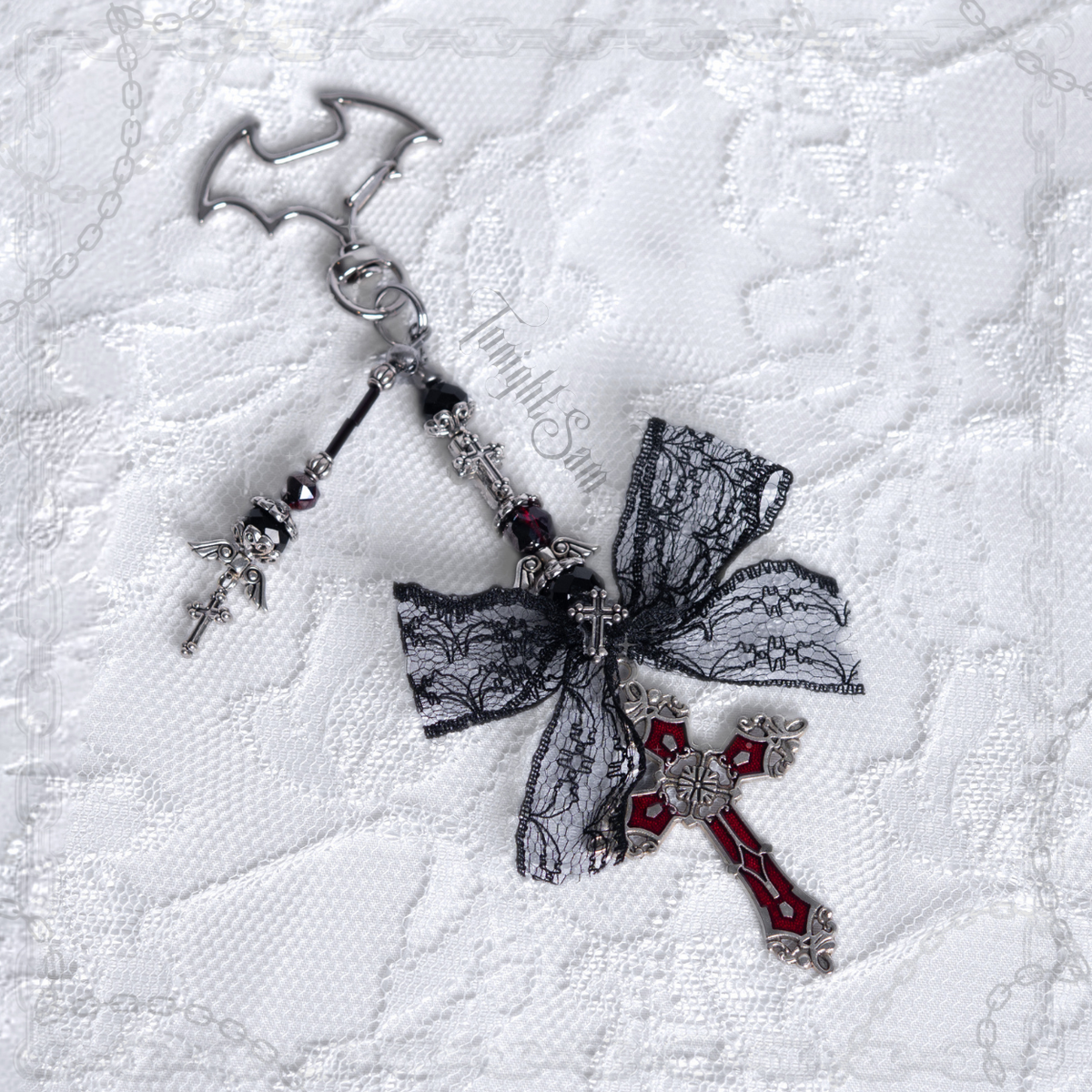Gothic Red Cross Bag Charm