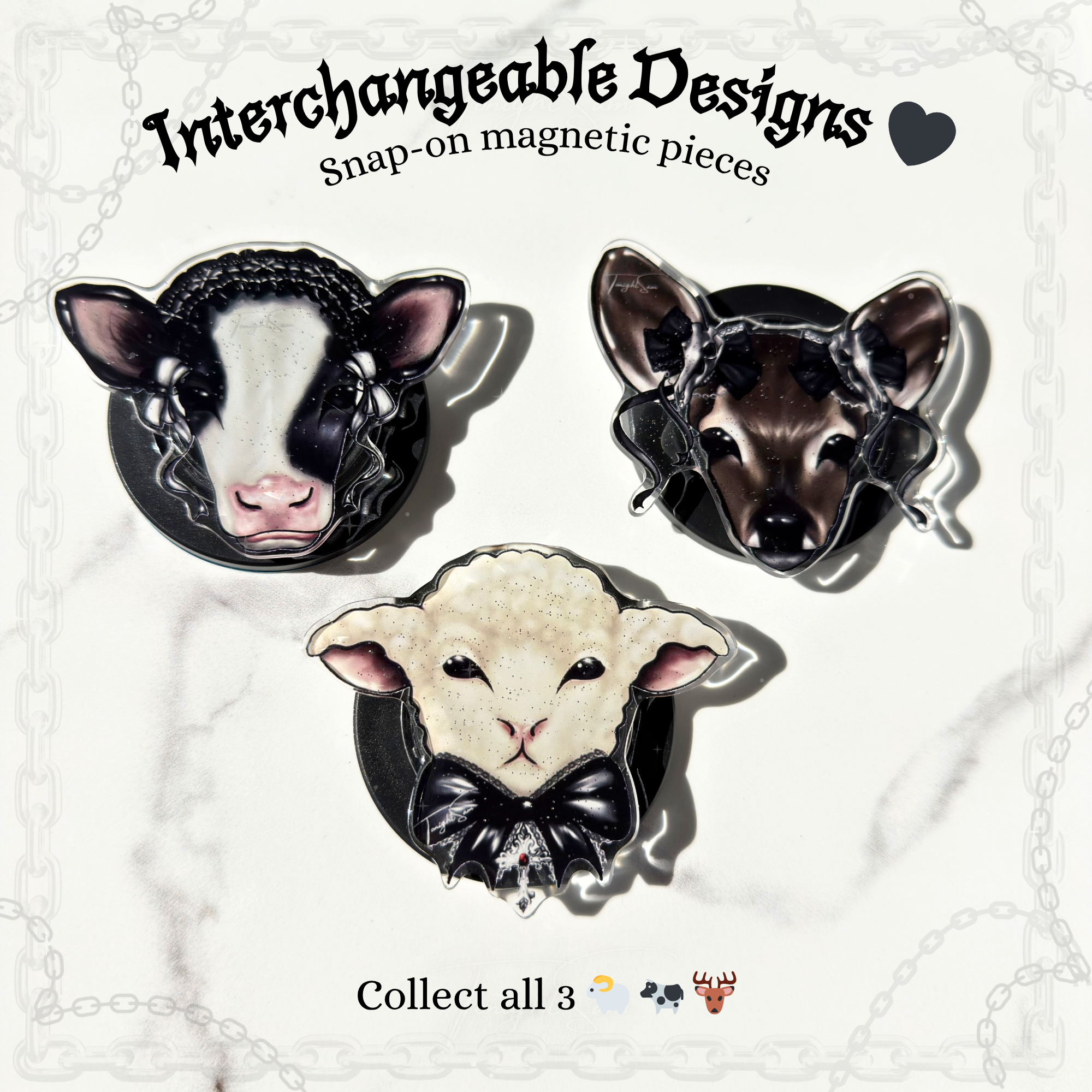 Gothic Lolita Cow Magnetic Phone Grip
