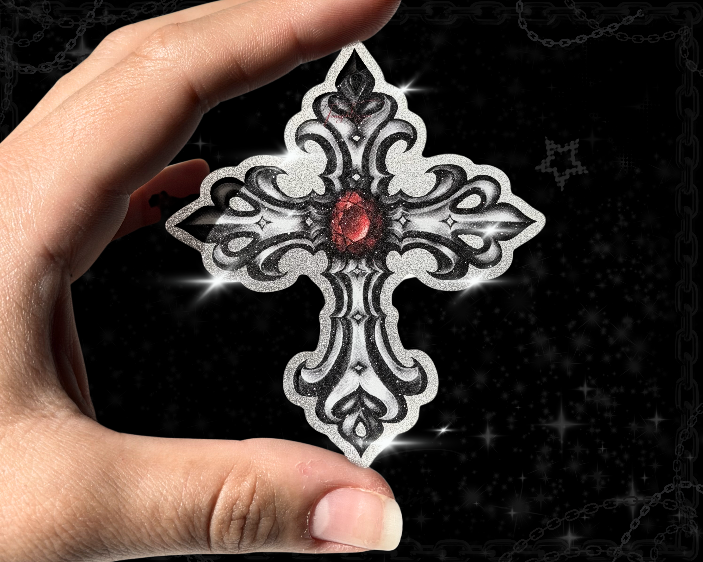Gothic Cross Vinyl Waterproof Sticker