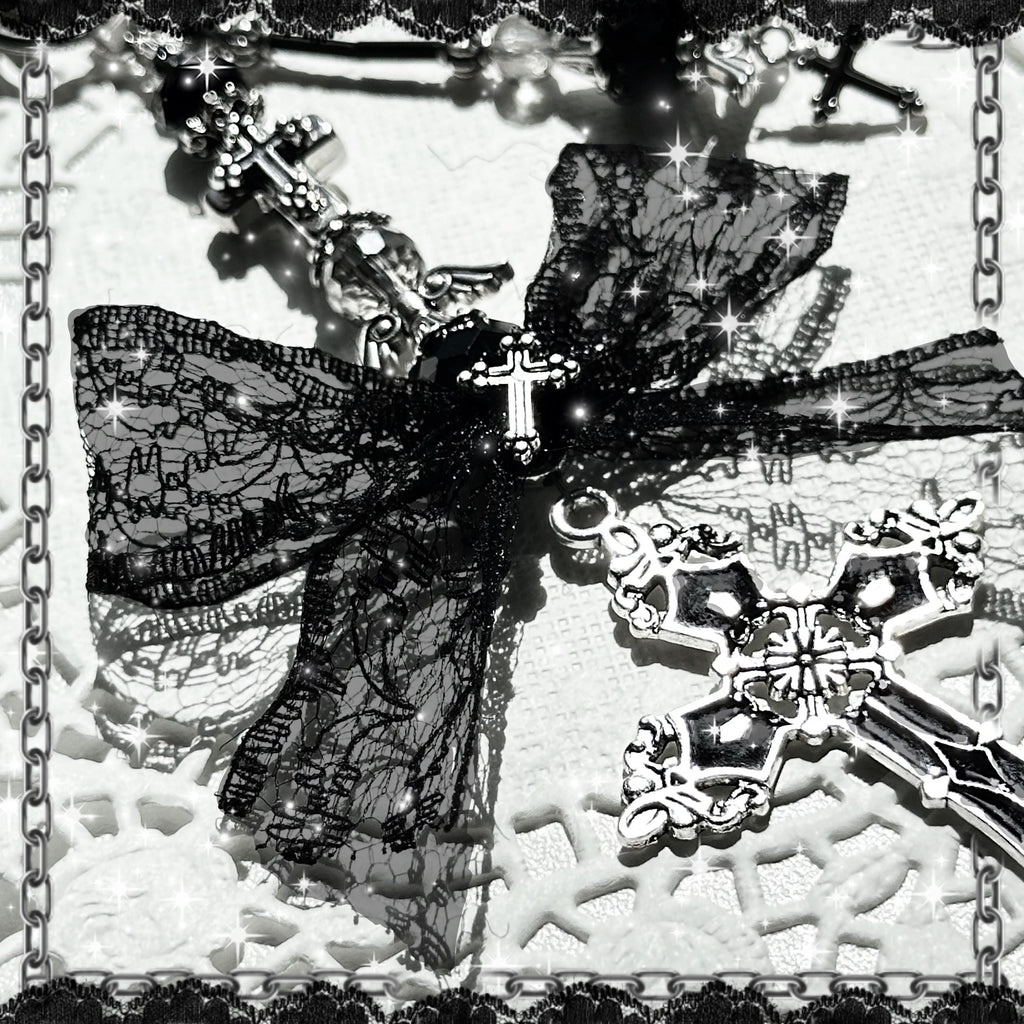 Gothic Black Cross Bag Charm