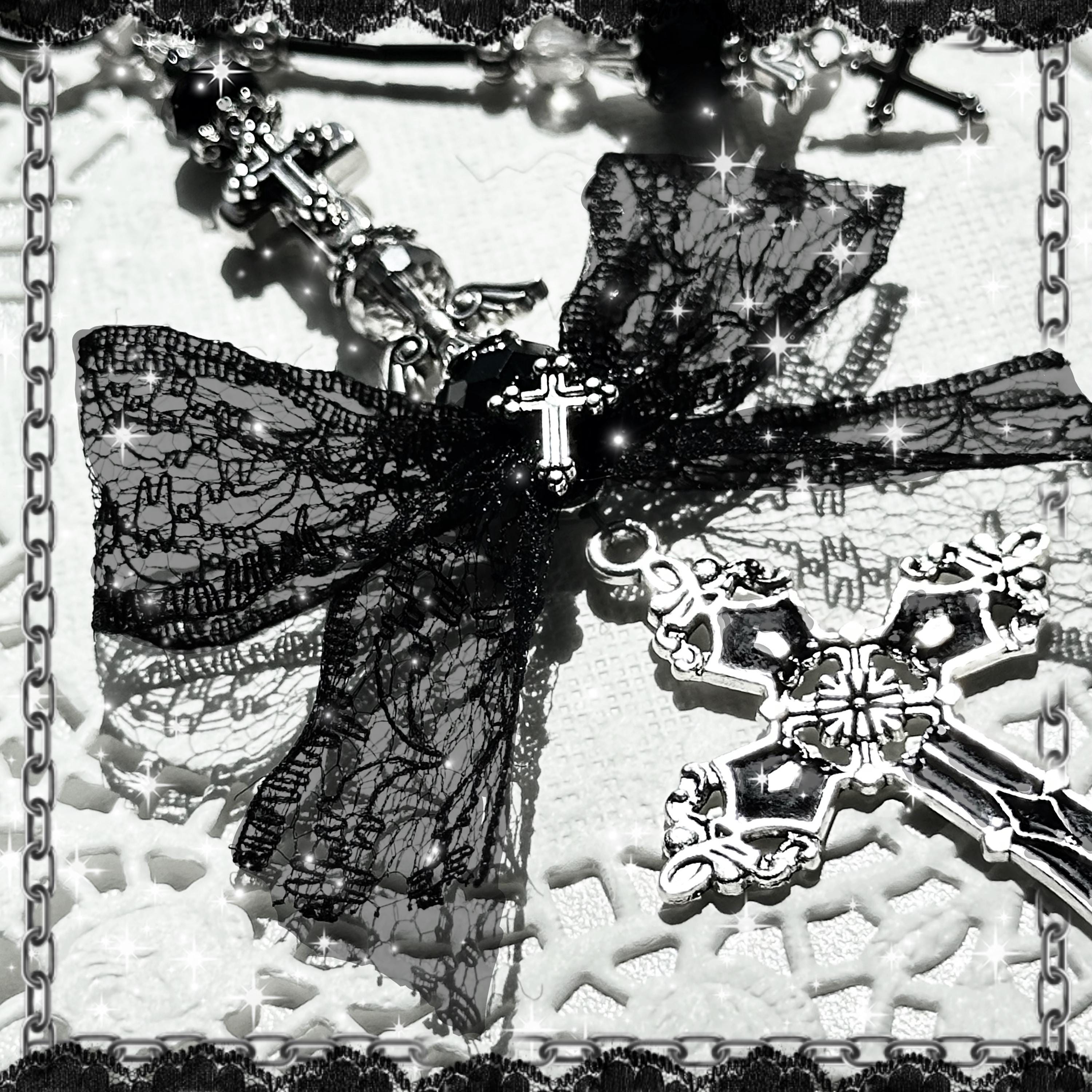 Gothic Black Cross Bag Charm
