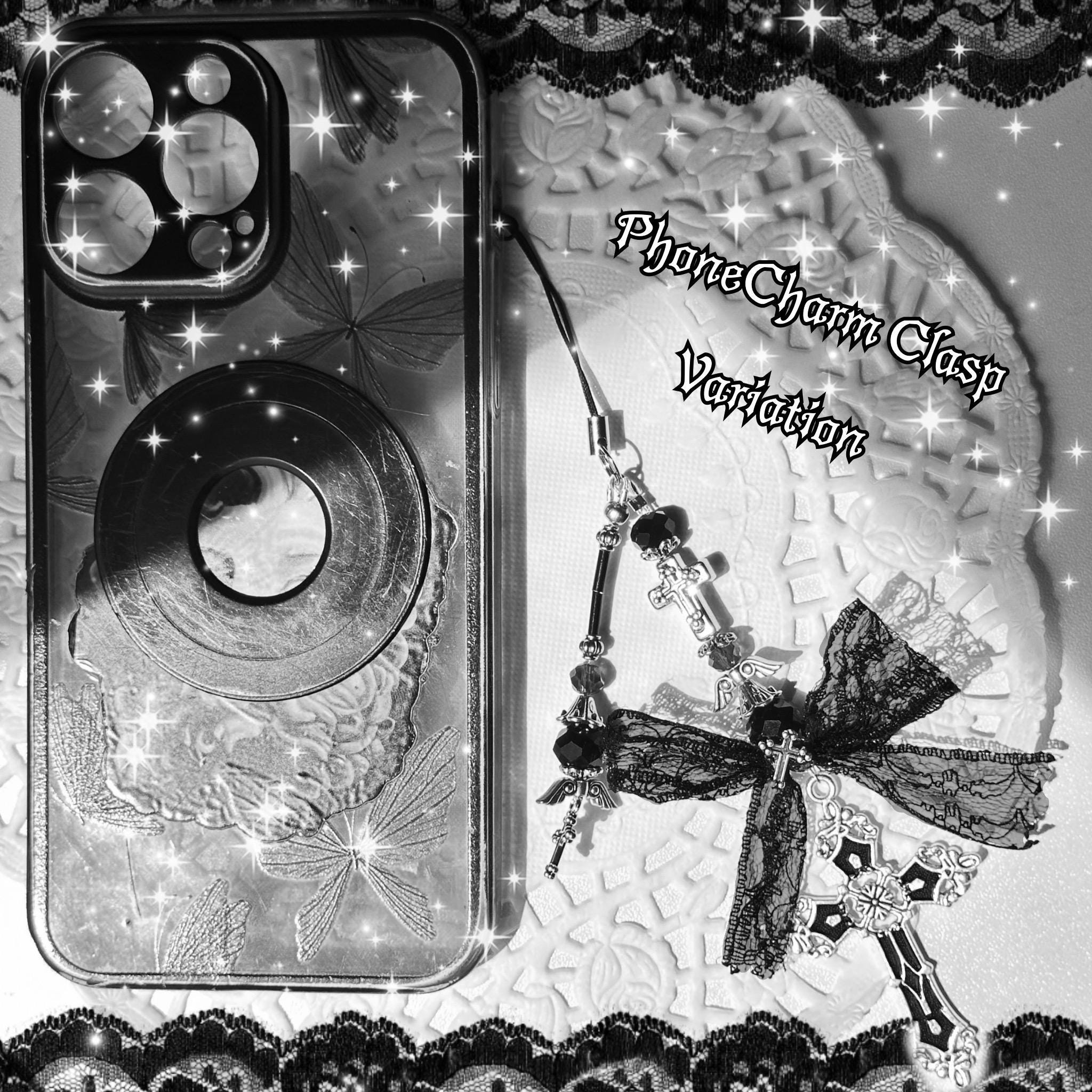 Gothic Black Cross Bag Charm