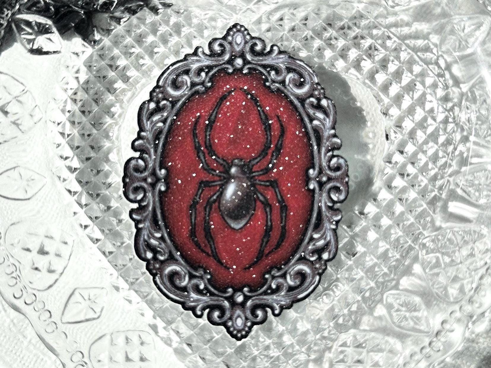 Gothic Spider Sticker with Victorian Ornate Oval Frame
