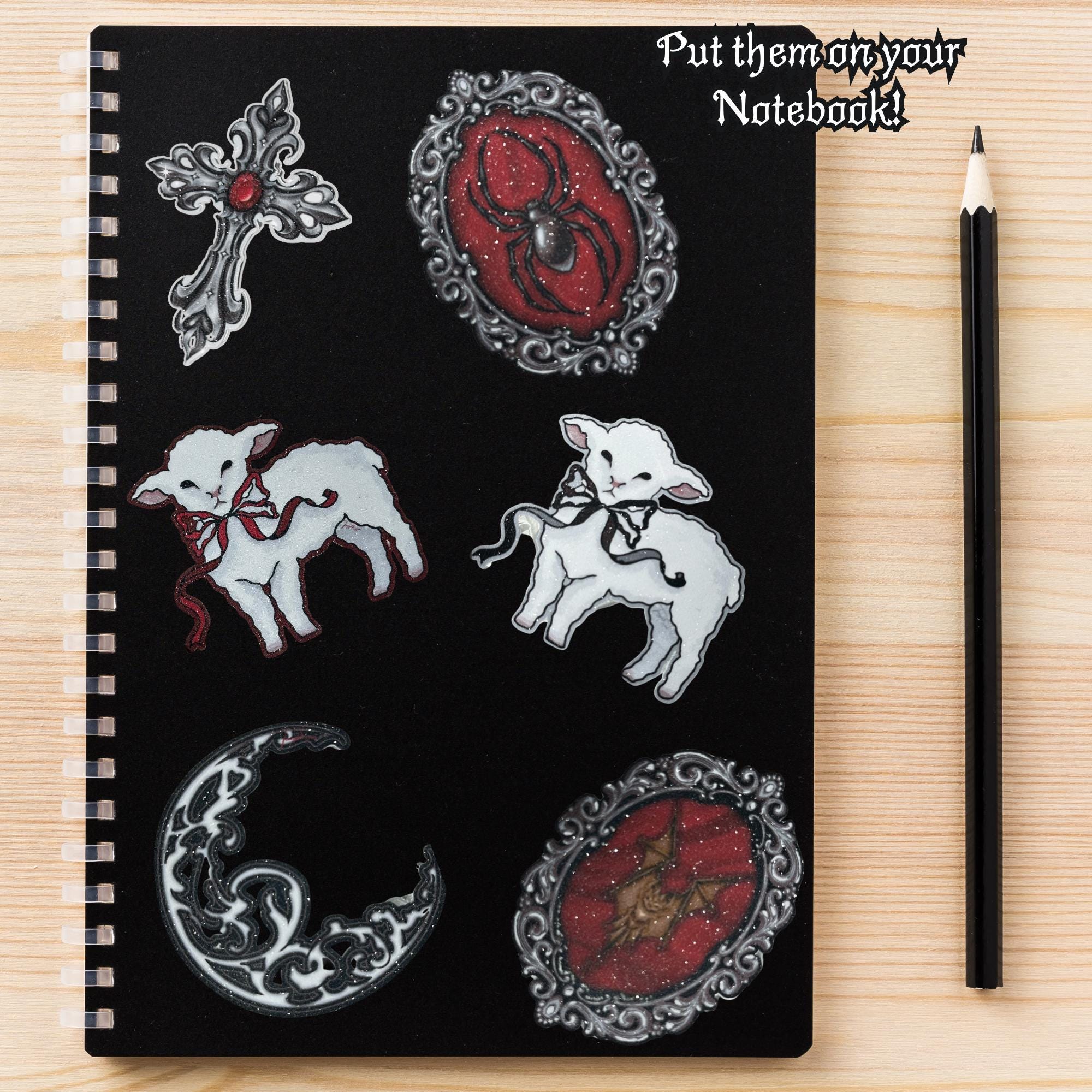 Glitter Gothic Bat Cameo Sticker: Witchy Laptop Decal