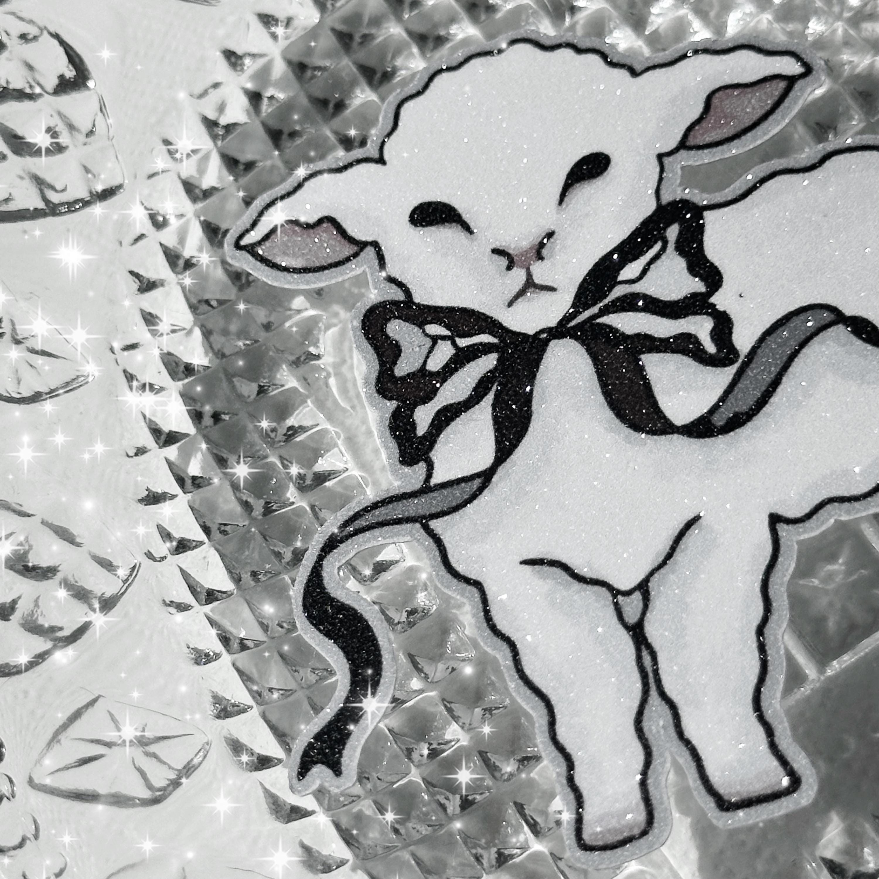 Glitter Kawaii Lamb Sticker: Pastel Goth Cottagecore Decal