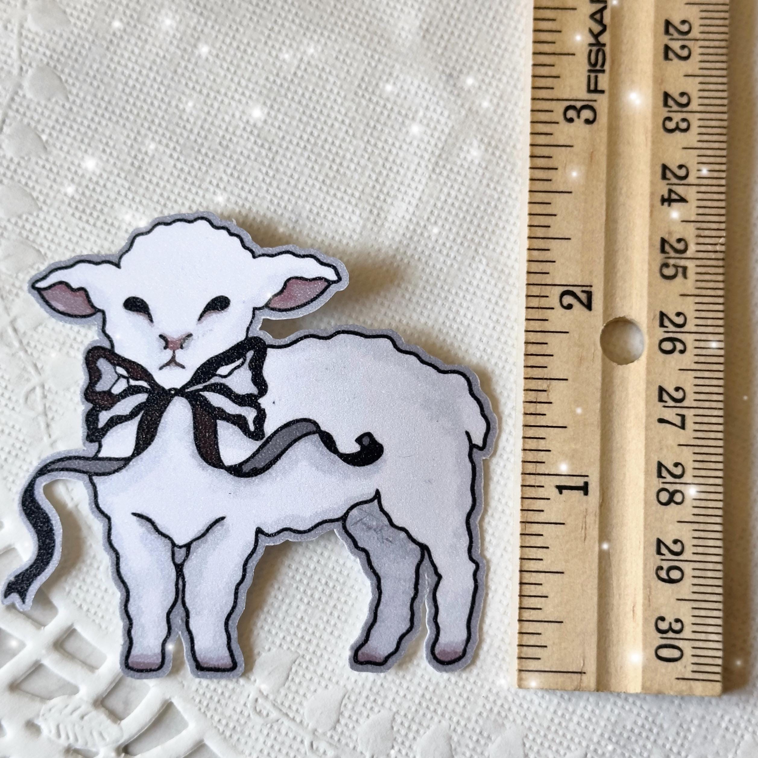 Glitter Kawaii Lamb Sticker: Pastel Goth Cottagecore Decal