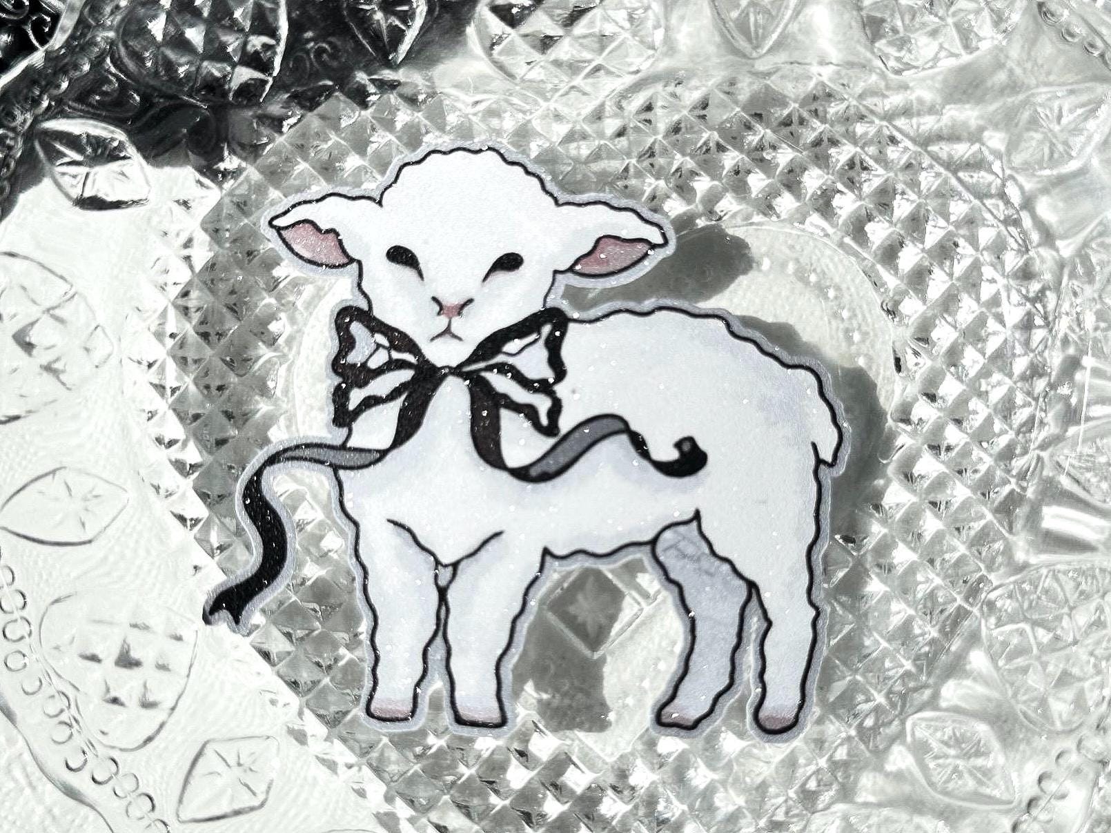 Glitter Kawaii Lamb Sticker: Pastel Goth Cottagecore Decal