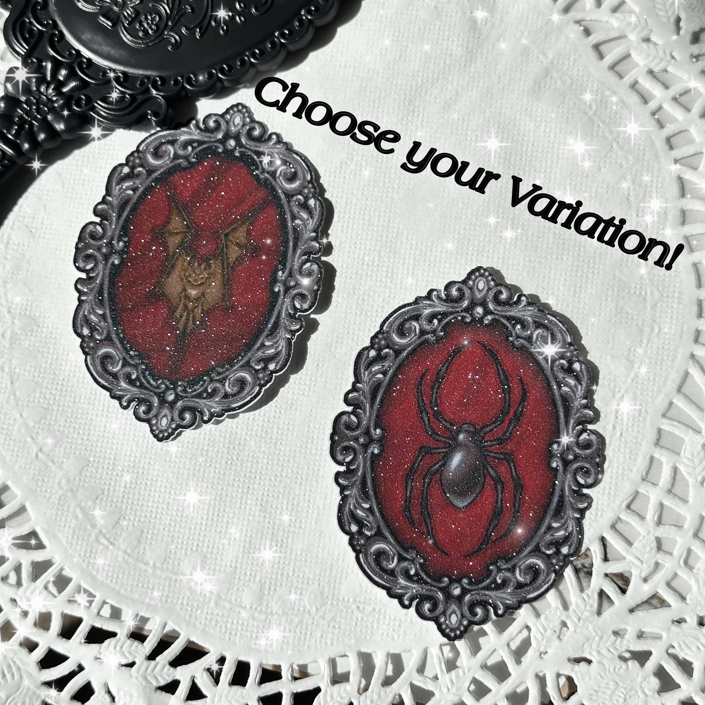 Glitter Gothic Bat Cameo Sticker: Witchy Laptop Decal