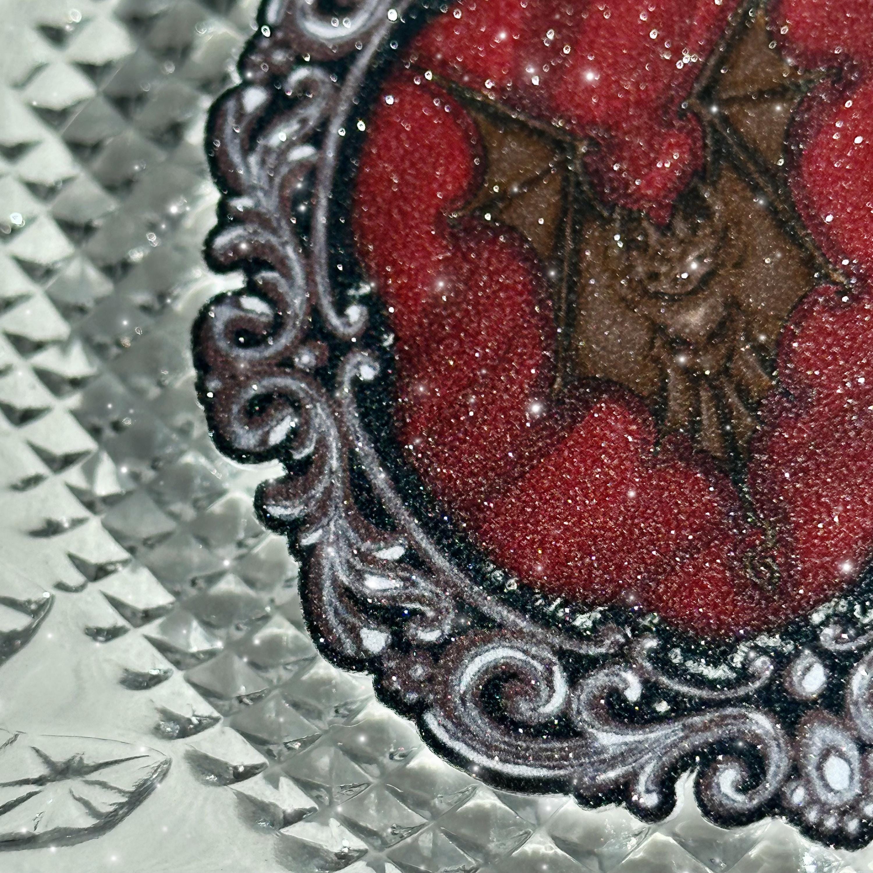 Glitter Gothic Bat Cameo Sticker: Witchy Laptop Decal