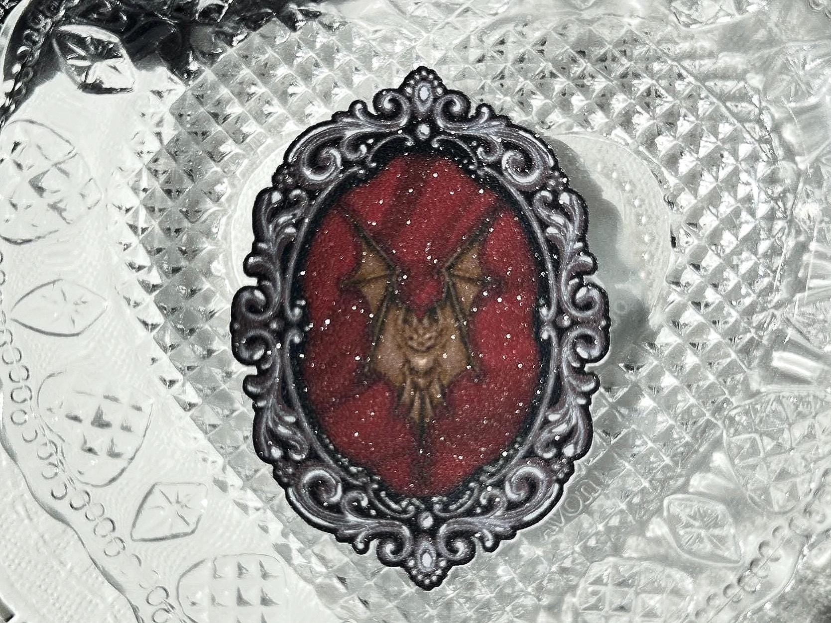 Glitter Gothic Bat Cameo Sticker: Witchy Laptop Decal