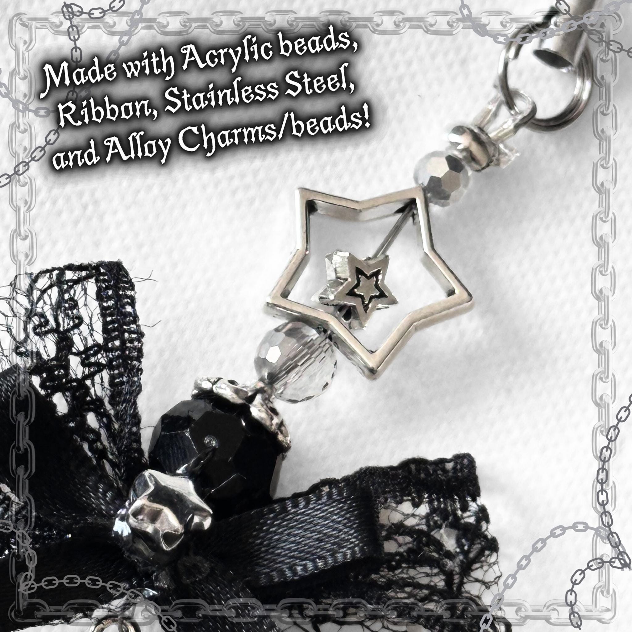 Gothic Star Lace Phone Charm