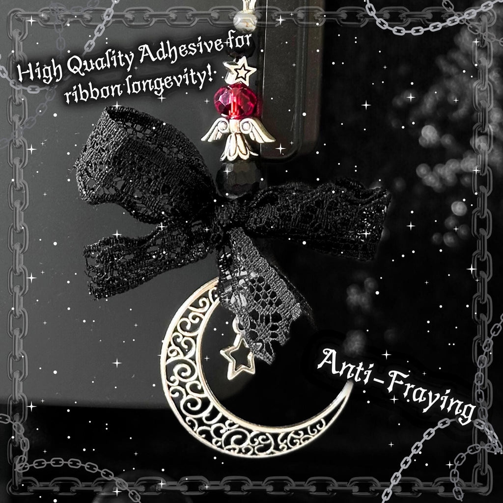 Gothic Red Moon & Star Phone Charm