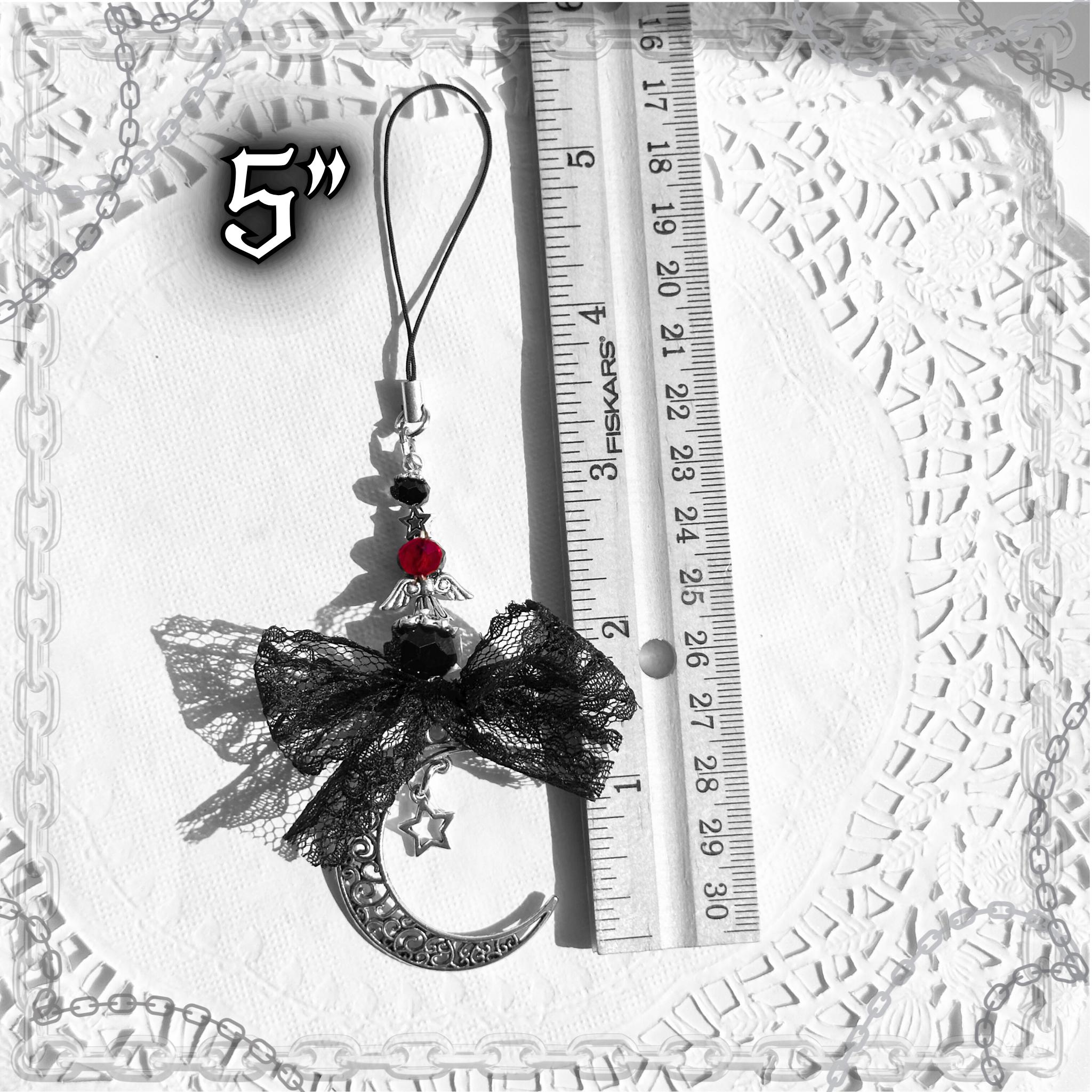 Gothic Red Moon & Star Phone Charm
