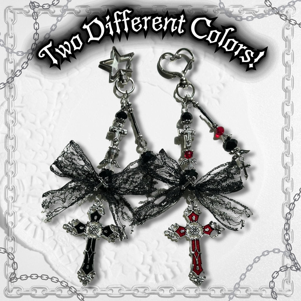 Gothic Red Cross Bag Charm