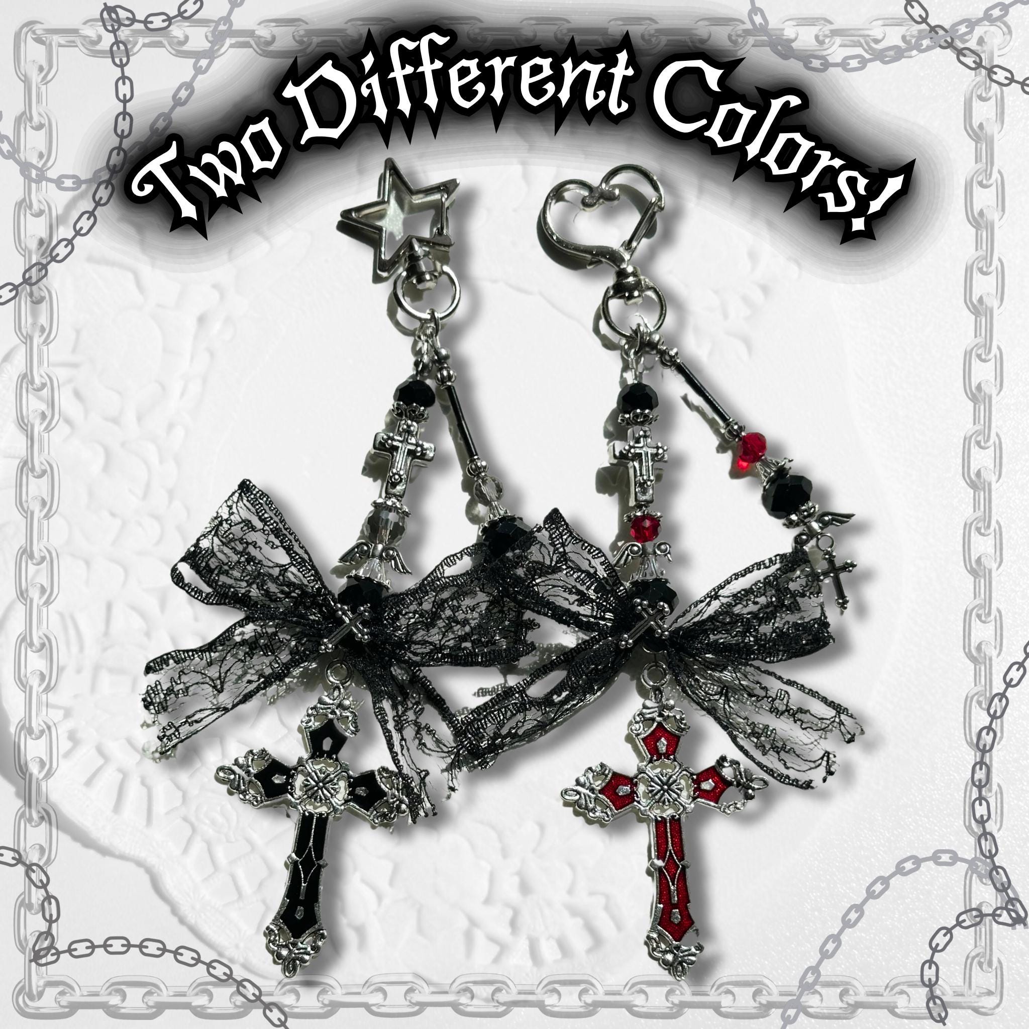 Gothic Red Cross Bag Charm