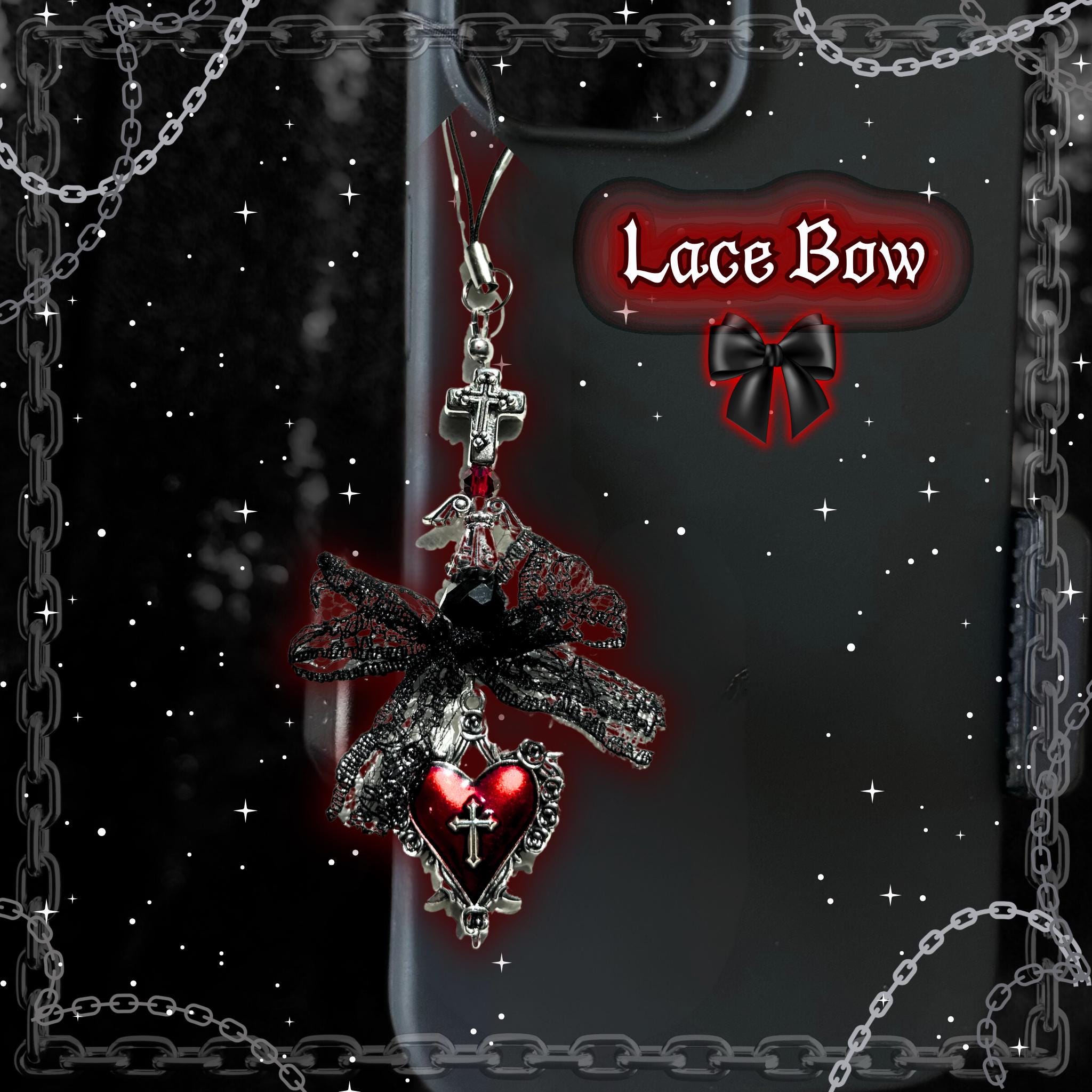 Gothic Red & Black Phone Charm