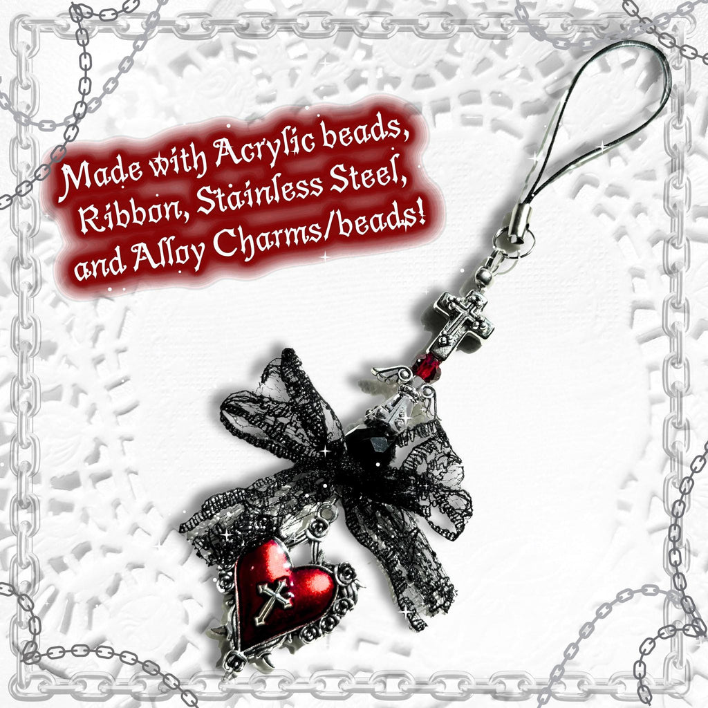 Gothic Red & Black Phone Charm